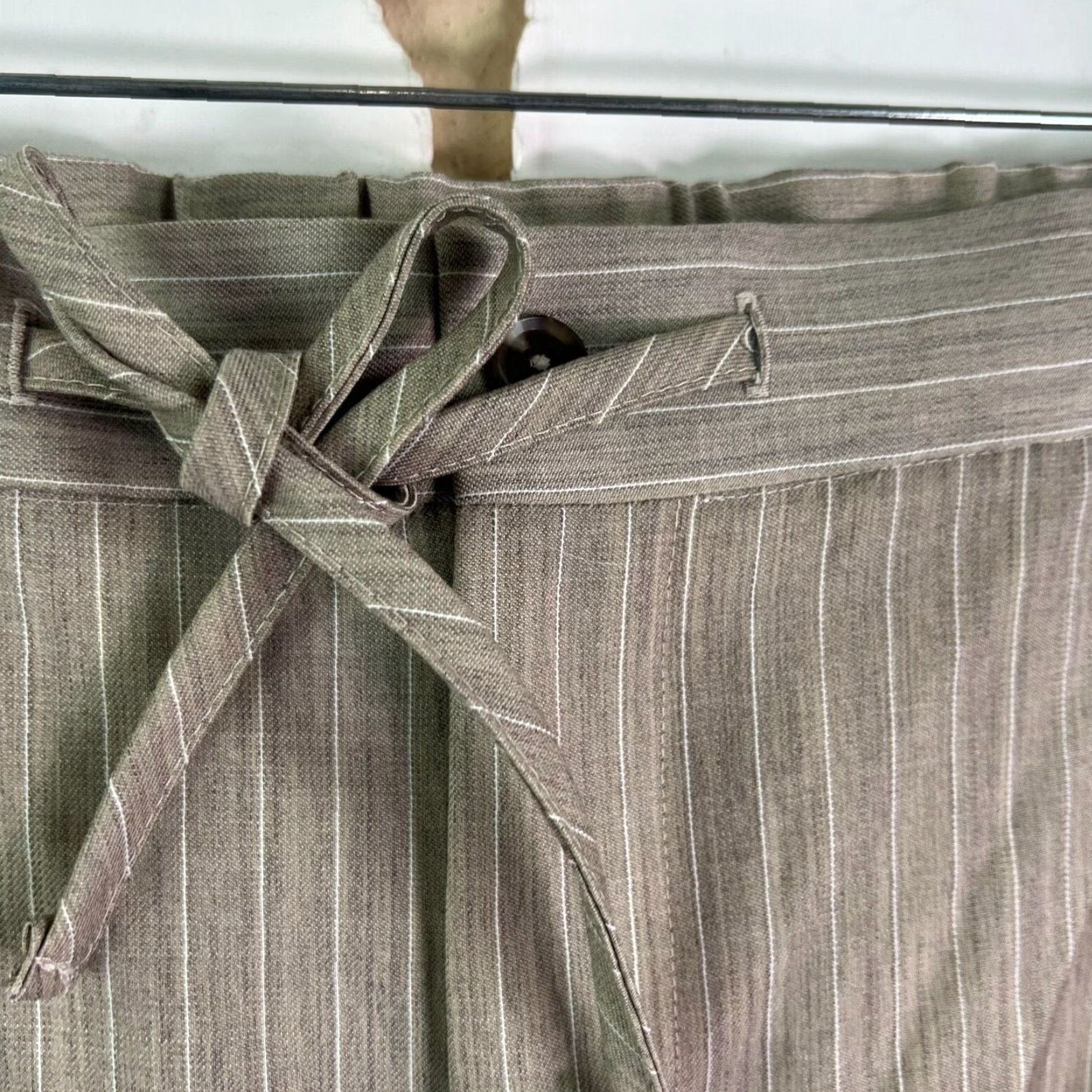 Stafford VINTAGE Stafford Wool Blend Joggers Pants High Rise Straight Cuffed Mens Size 44 Tan Striped Fall Spring Size US 44 / EU 60 - 6 Thumbnail
