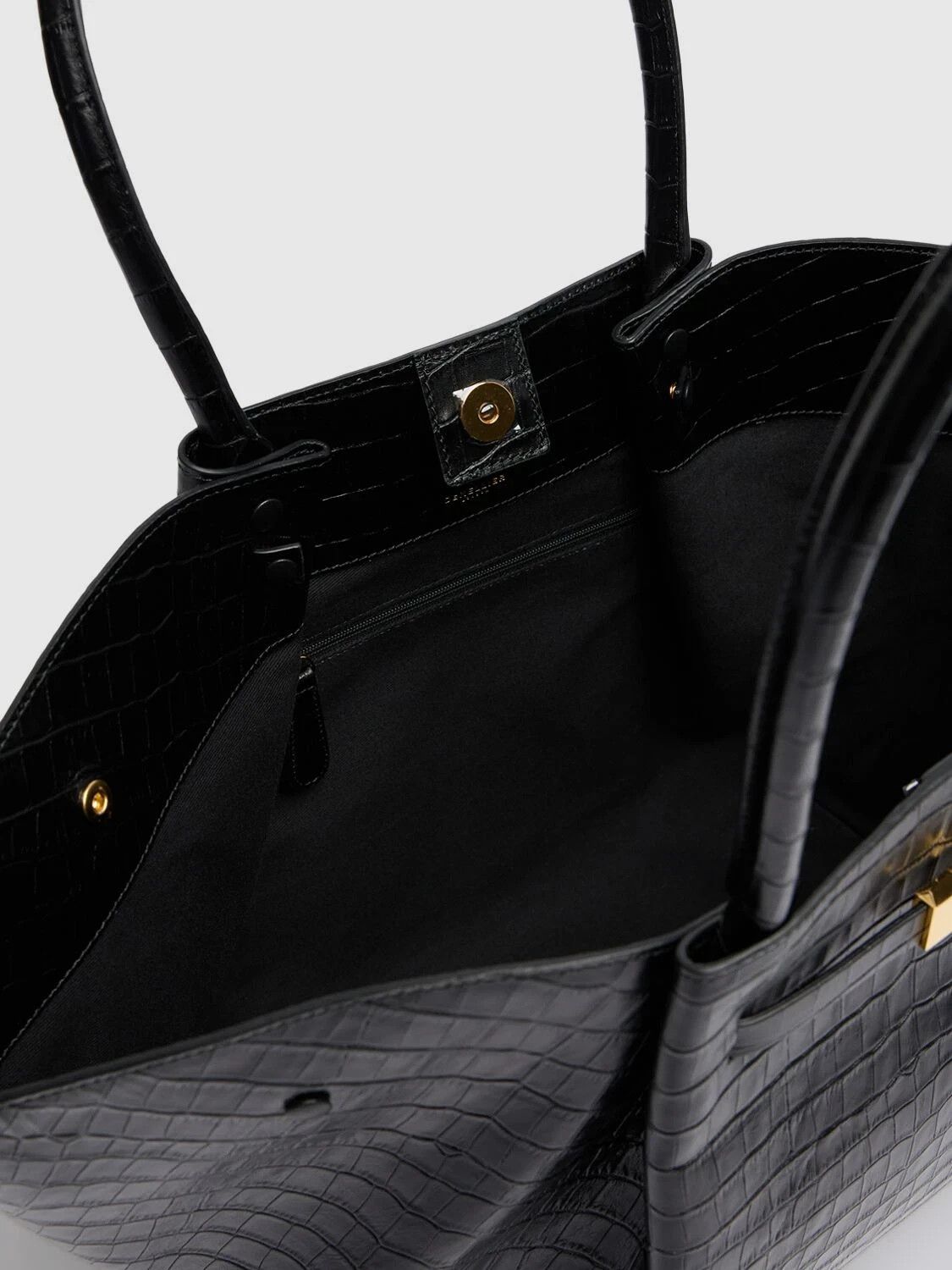 Other DEMELLIER NY Black Embossed Leather Tote Bag New Auth Size ONE SIZE - 4 Thumbnail