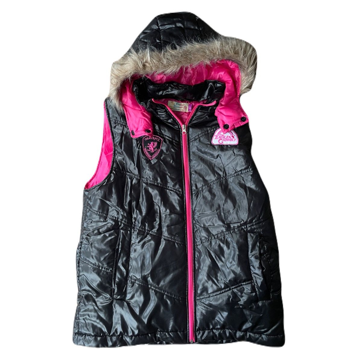 Japanese Brand 2000s Japanese archive vkei fur patch zip puffer vest Size US L / EU 52-54 / 3 - 2 Thumbnail