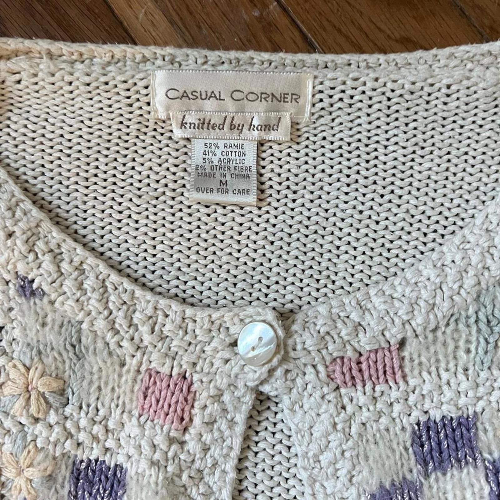Other Casual Corner Vintage Pastel Patchwork Cardigan Size M / US 6-8 / IT 42-44 - 3 Thumbnail