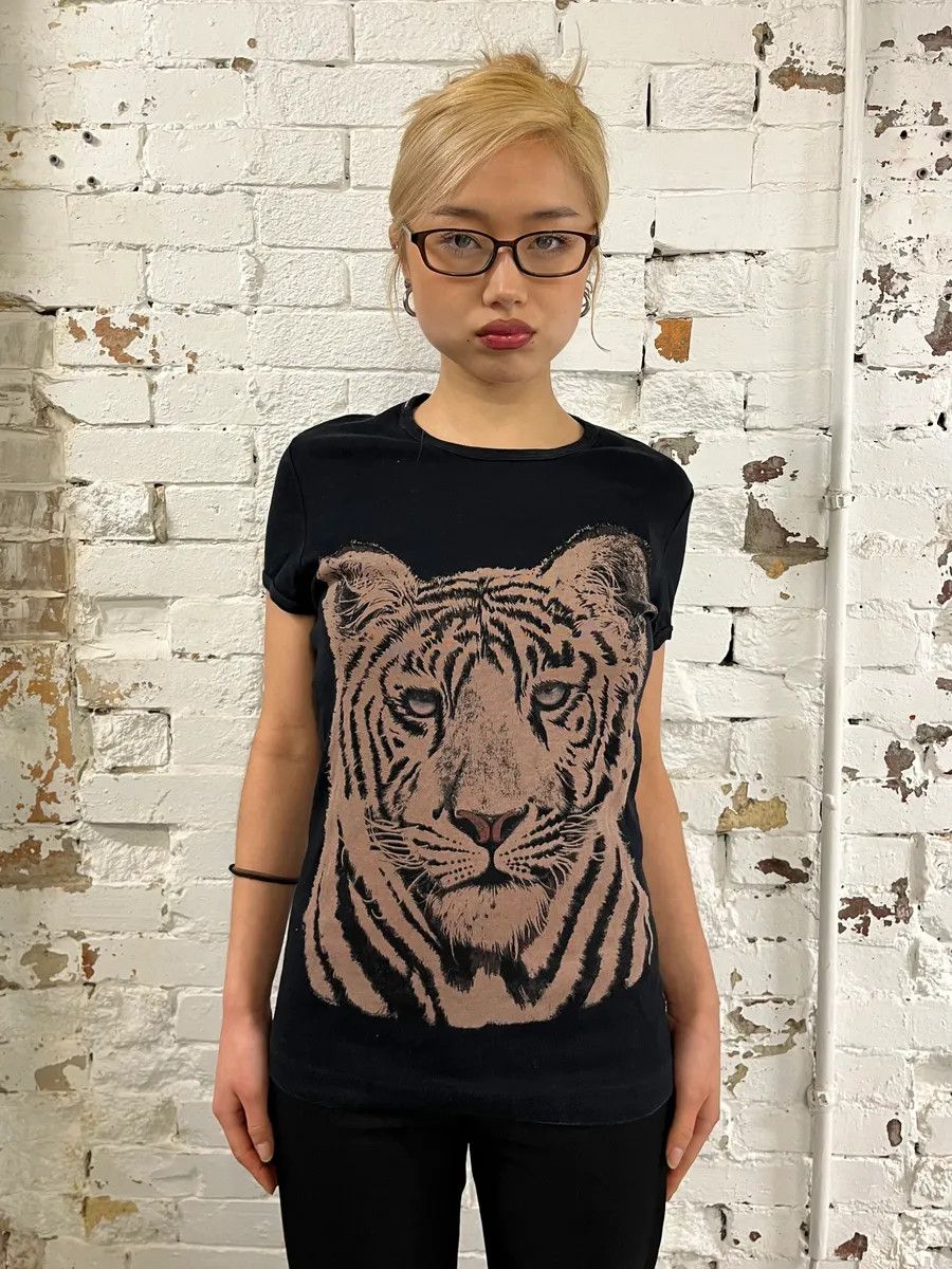 FW2004 Dolce & Gabbana White Tiger Black T-Shirt