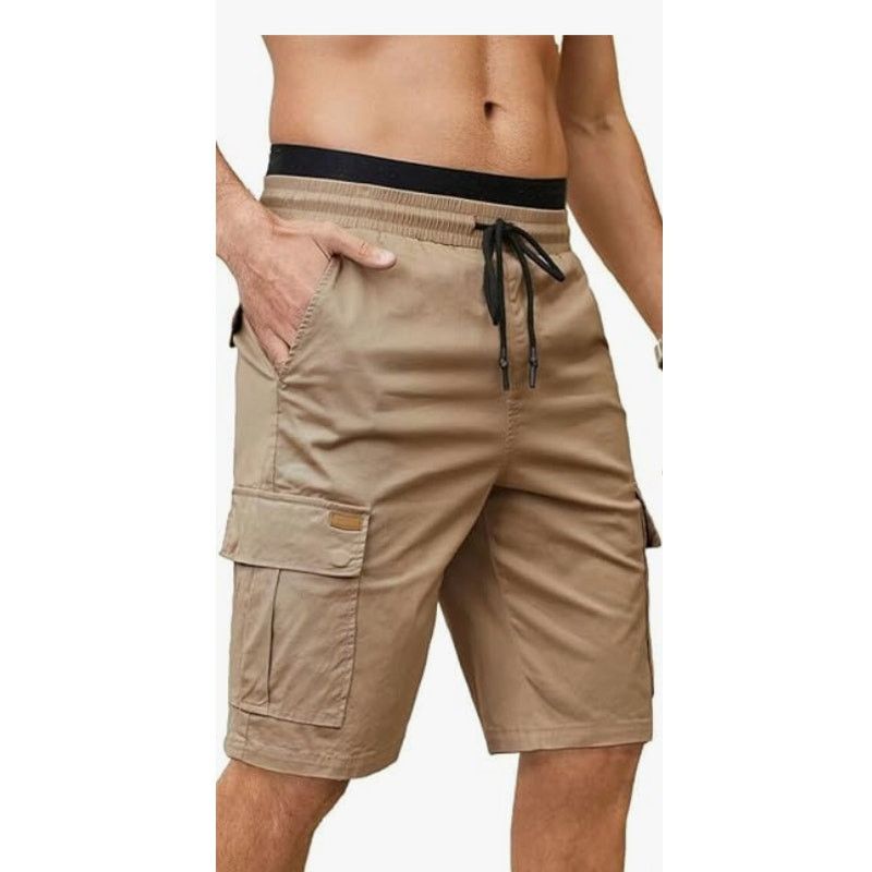 The Unbranded Brand Mens Cargo Shorts Elastic Drawstring with 6 Pockets 42 Beige Size US 42 / EU 58 - 3 Thumbnail