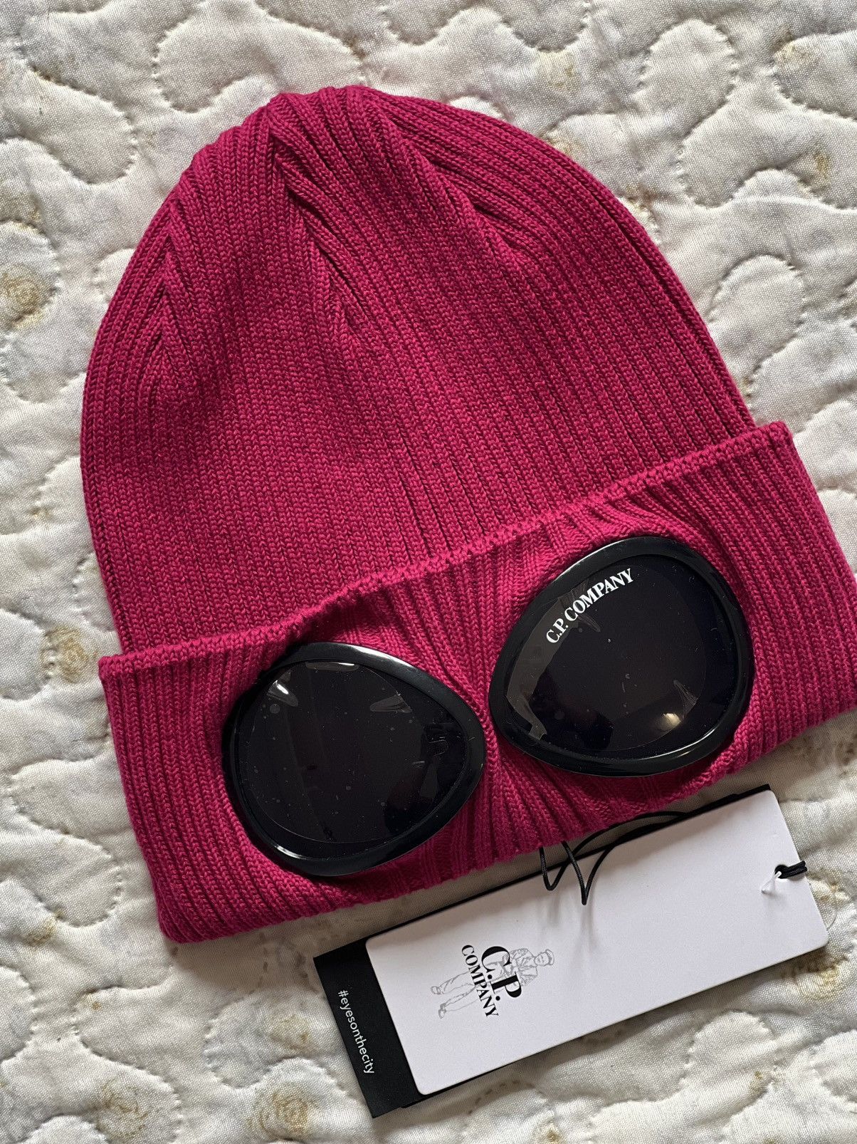 C.P. Company C.P. Company COTTON GOGGLE BEANIE glass hat cap magenta red Size ONE SIZE - 6 Thumbnail