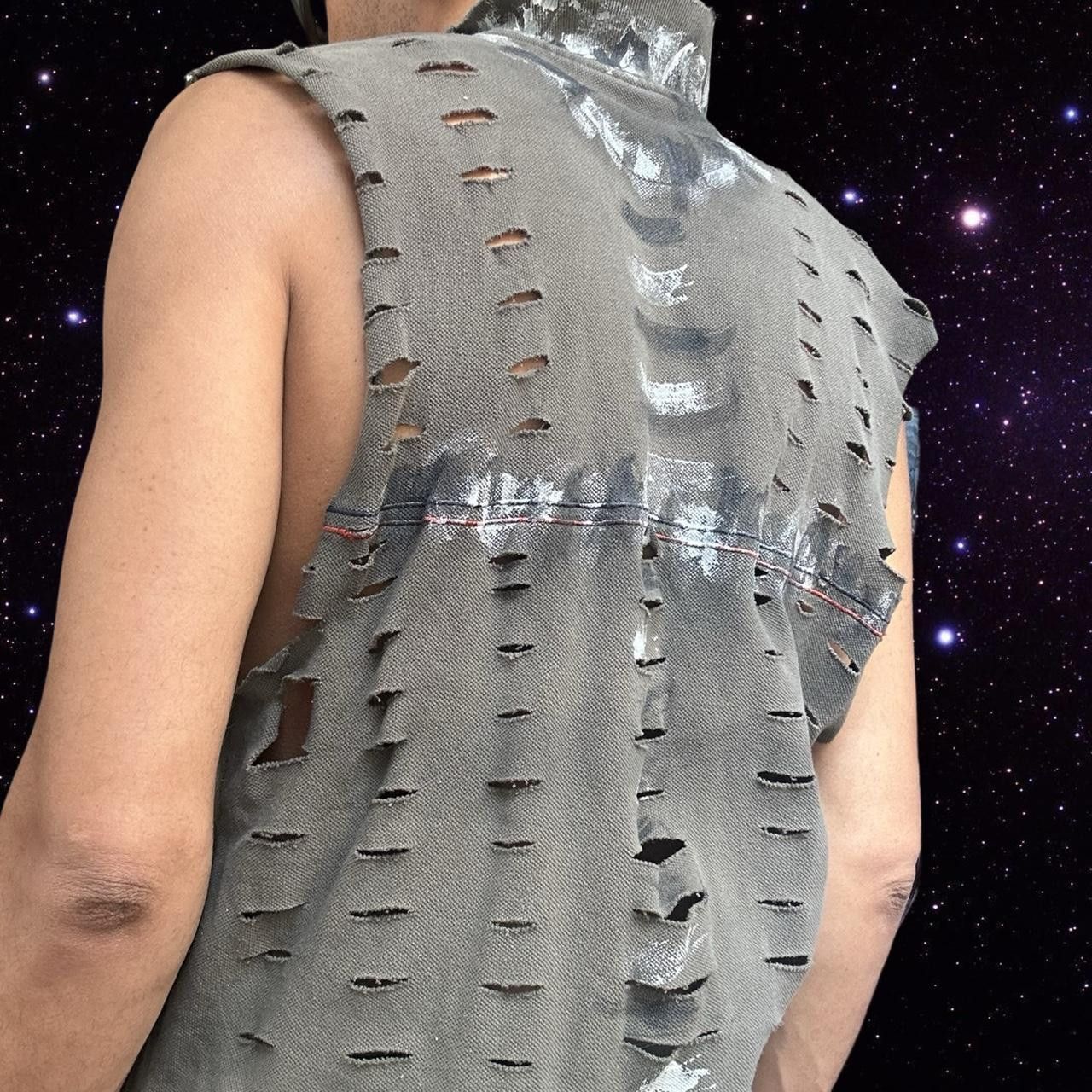 Other ASTROBOI* Grey Grunge Painted Sleeveless Polo - Large Size US L / EU 52-54 / 3 - 5 Thumbnail