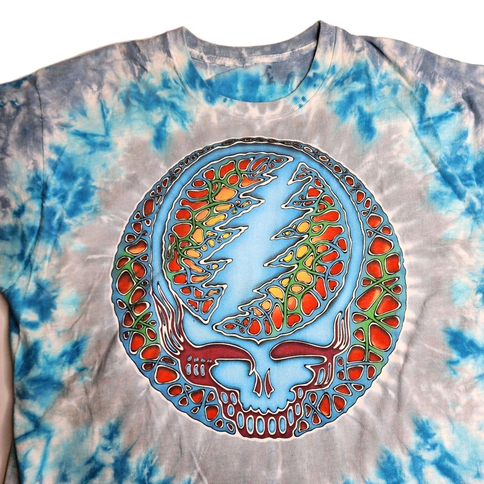 Liquid Blue Liquid Blue Grateful Dead Fractal Stealie Blue Tie-Dye Shirt L 2000 Mens Size US L / EU 52-54 / 3 - 3 Thumbnail