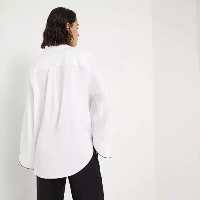 Brunello Cucinelli o1la1rc1a0425 Blouse in White Size L / US 10 / IT 46 - 2 Thumbnail