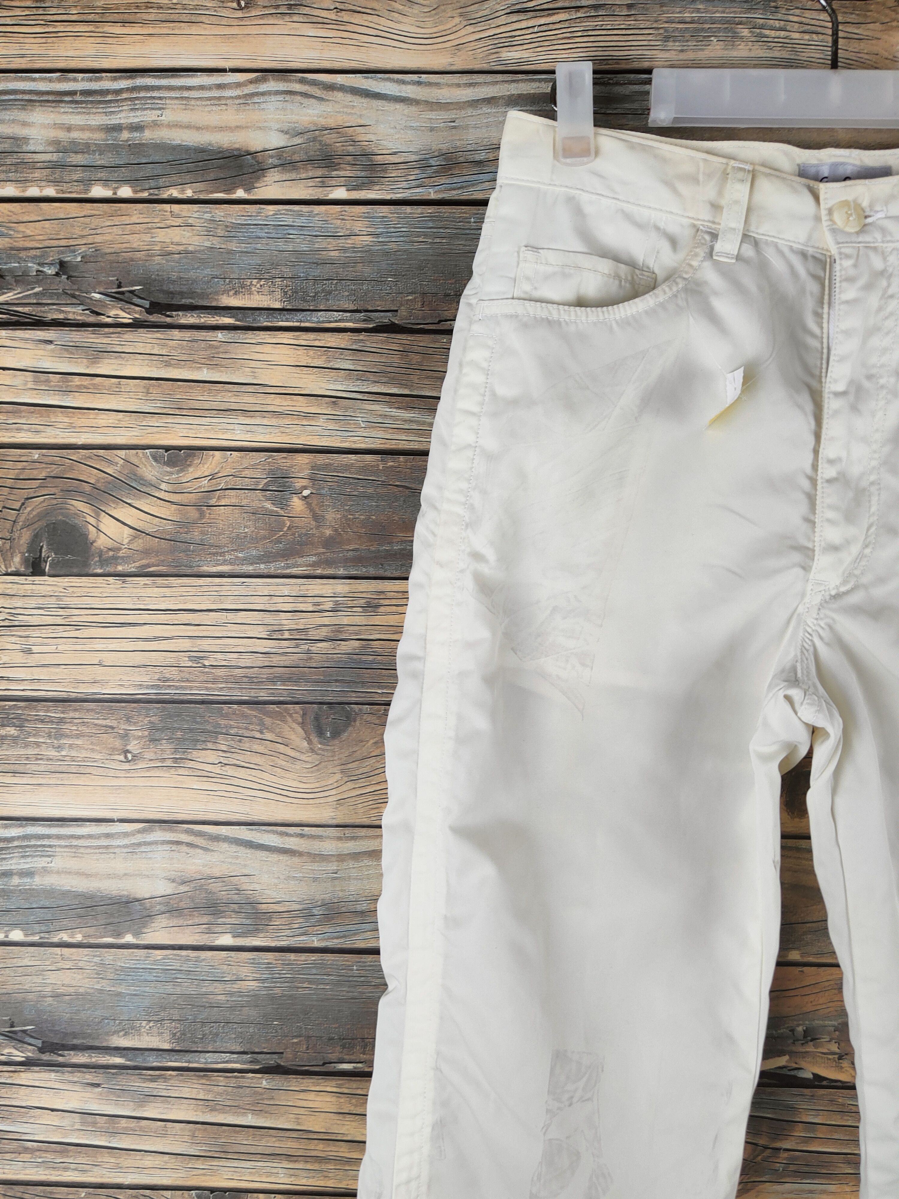 Japanese Brand D GGG Pour Homme Ivory Casual Poly Pants #S2396 Size 28" / US 6 / IT 42 - 3 Thumbnail