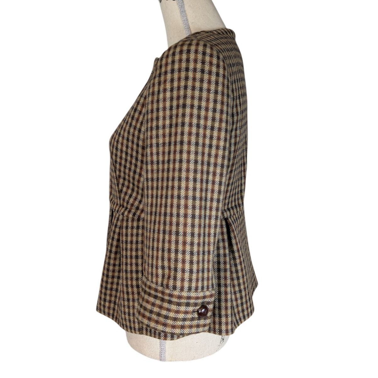 Other Vintage Talbots Wool Plaid Jacket Blazer Petite 4P Brown 90s Size S / US 4 / IT 40 - 3 Thumbnail