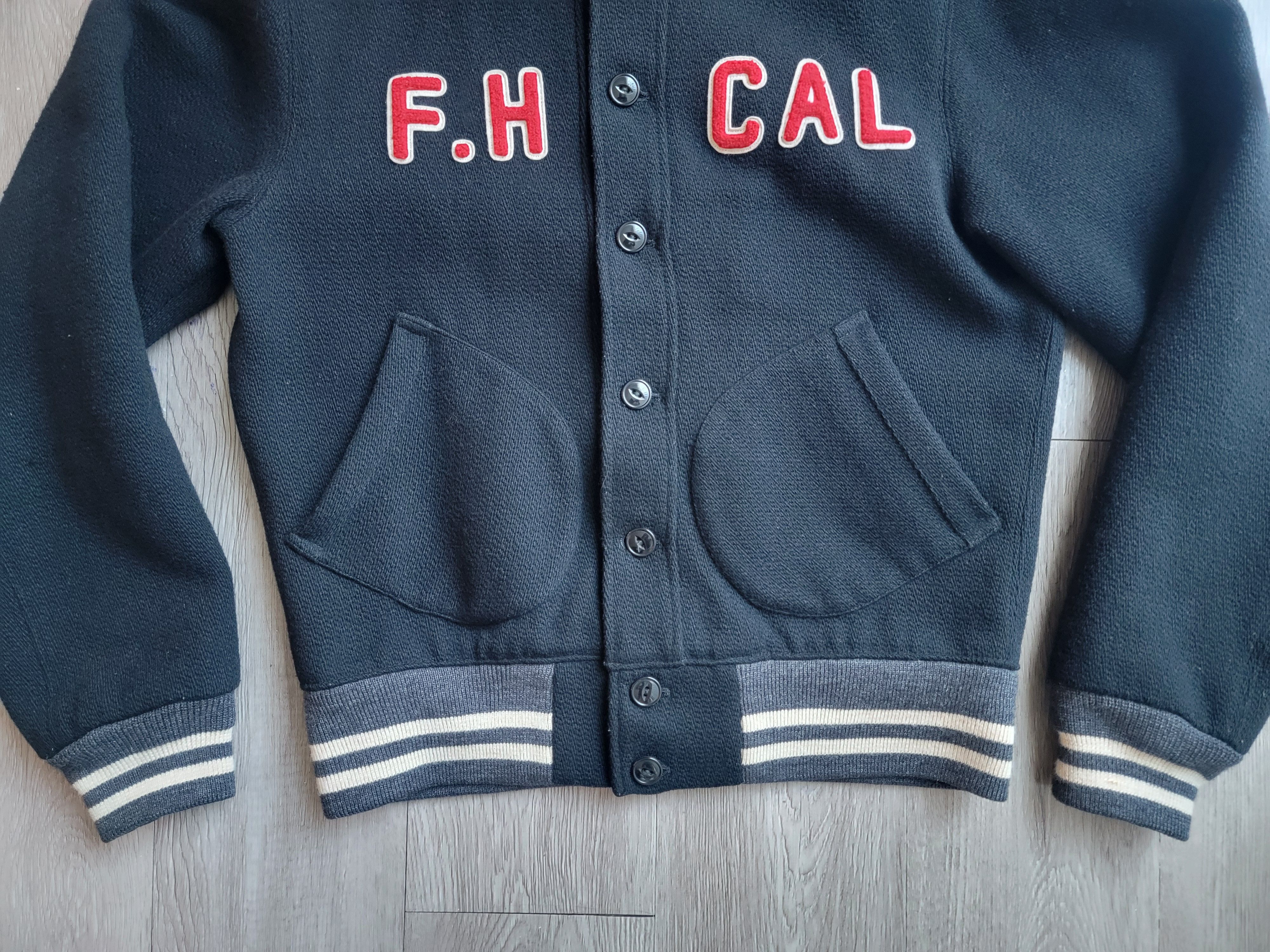 The Flat Head THE FLAT HEAD Varsity Bomber Jacket Wool Leather Size US S / EU 44-46 / 1 - 6 Thumbnail