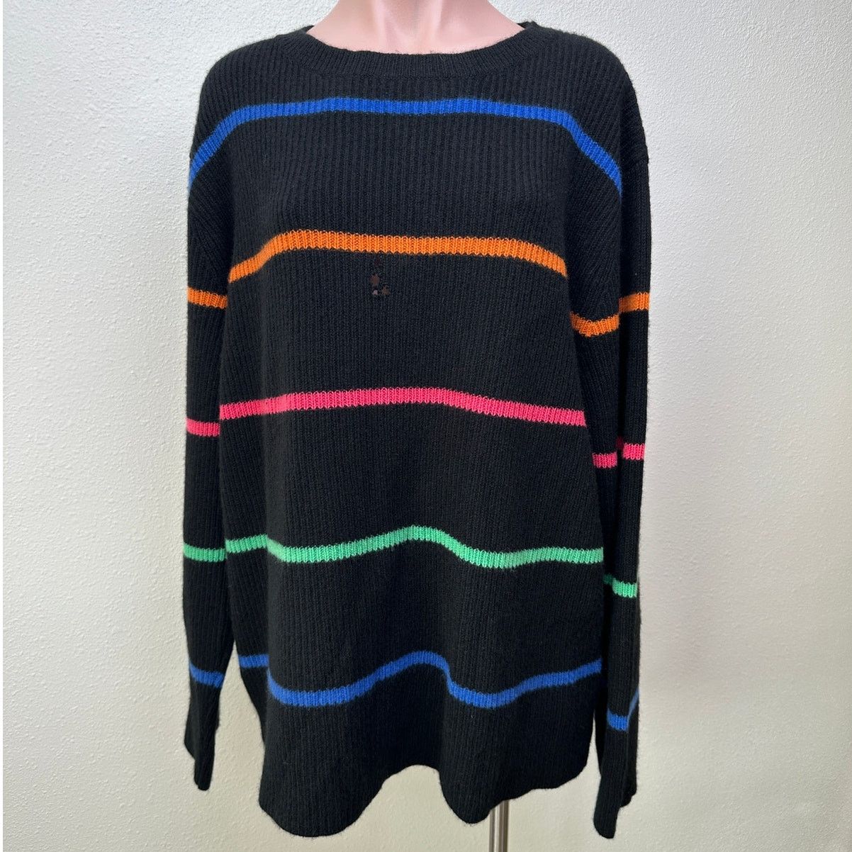 Other The Elder Statesman Black Multicolor Stripe Cashmere Sweater Size M / US 6-8 / IT 42-44 - 5 Thumbnail