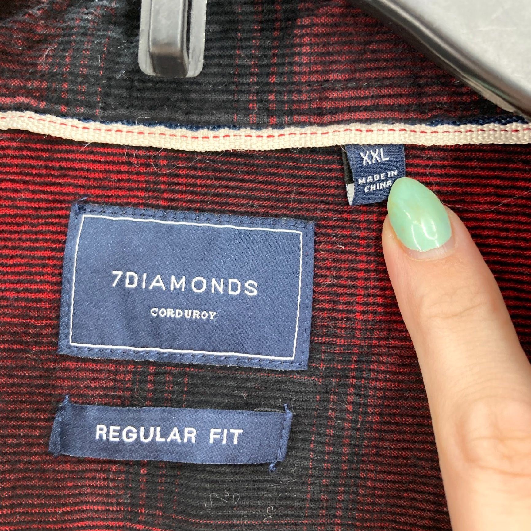 Vintage 7 Diamonds Corduroy Shirt Mens 2XL Red Plaid Regular Button-Up Pockets Size US XXL / EU 58 / 5 - 4 Thumbnail