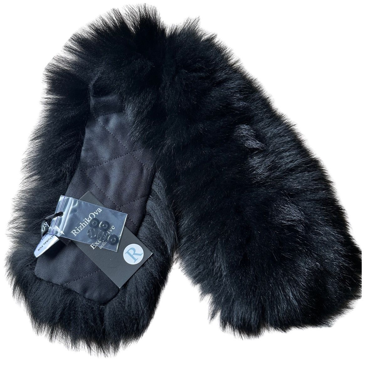 Other Black Fur Collar with Lining and Buttons Attach Trim Size ONE SIZE - 1 Thumbnail