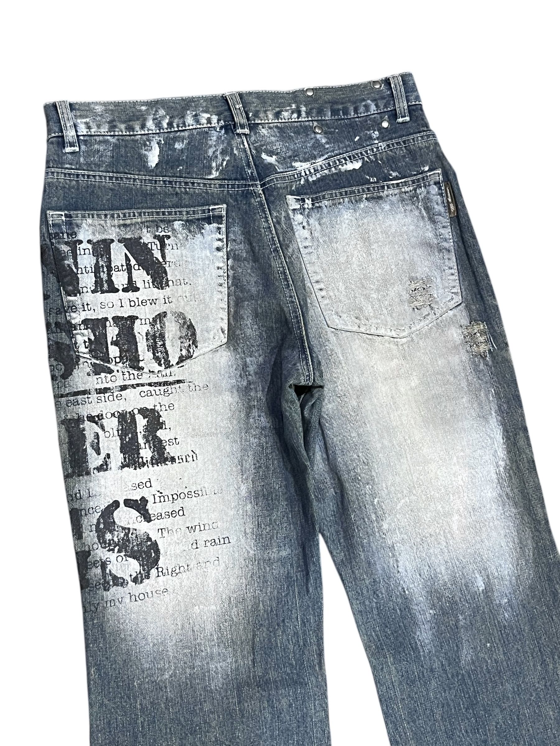 BERNINGS SHO Vtg BERNINGS-SHO Punk Distressed Poem Minimalist Flare Denim Size US 29 - 12 Thumbnail