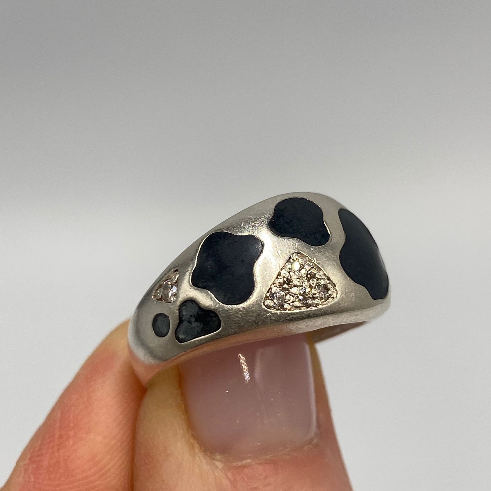 Sterling Silver Vintage 925 Sterling Silver Enamel Ring Size 8.5 us Size ONE SIZE - 10 Thumbnail