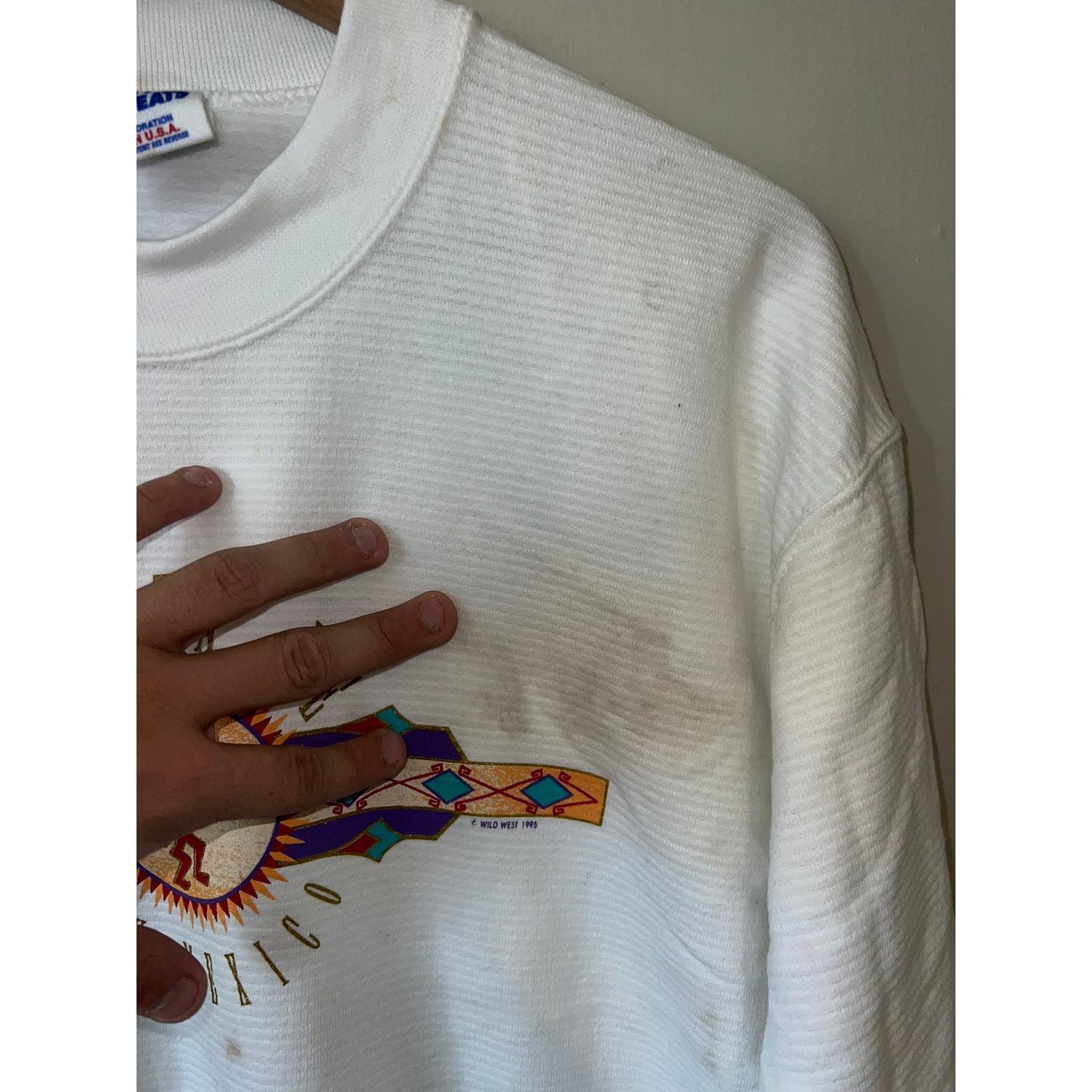 Jerzees Vintage Santa Fe Sweatshirt New Mexico Crewneck STAINED 90s Size US M / EU 48-50 / 2 - 6 Thumbnail