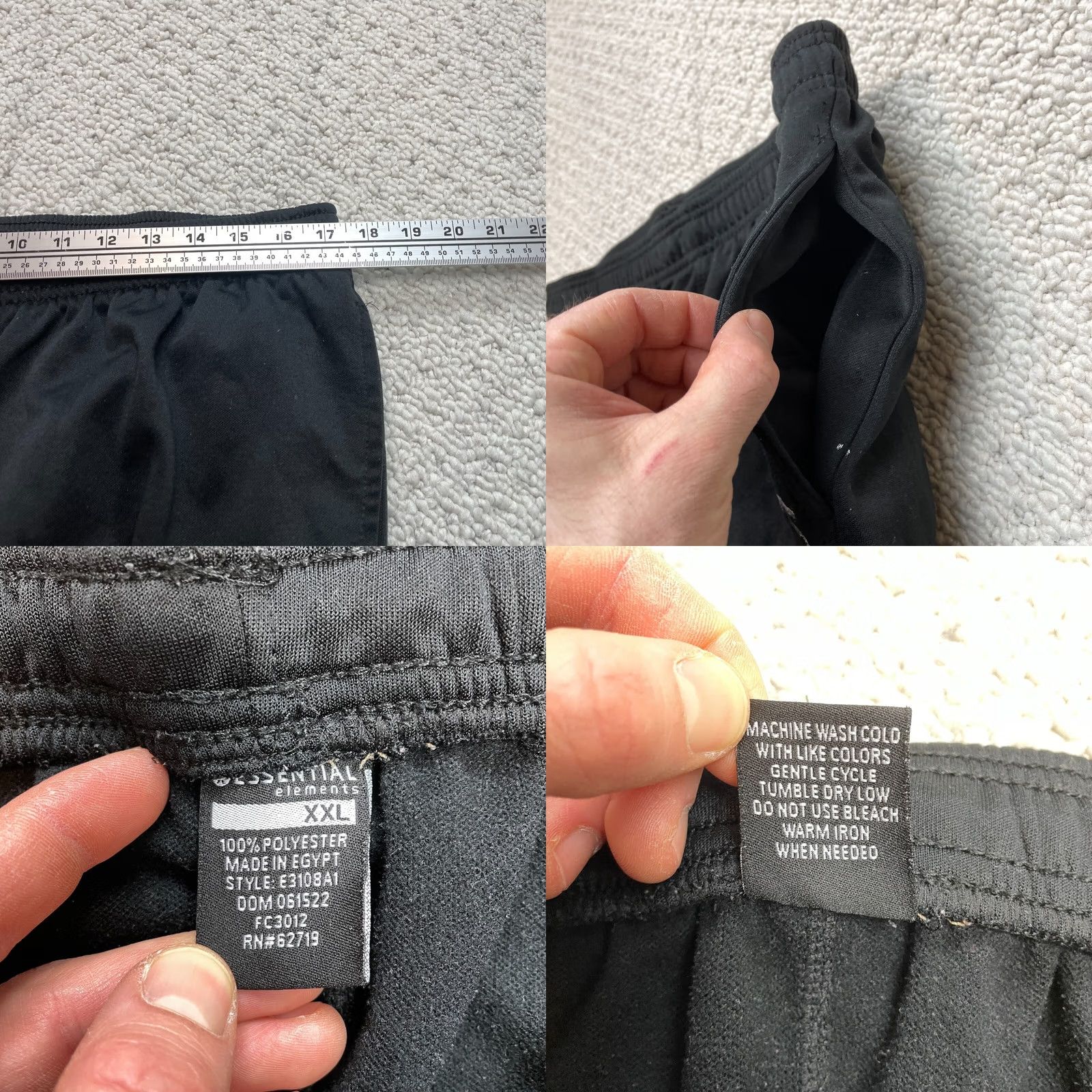 Vintage Essential Elements Sweatpants Mens XXL 2XL Black Casual Comfort Solid Soft Size US 39 - 9 Thumbnail