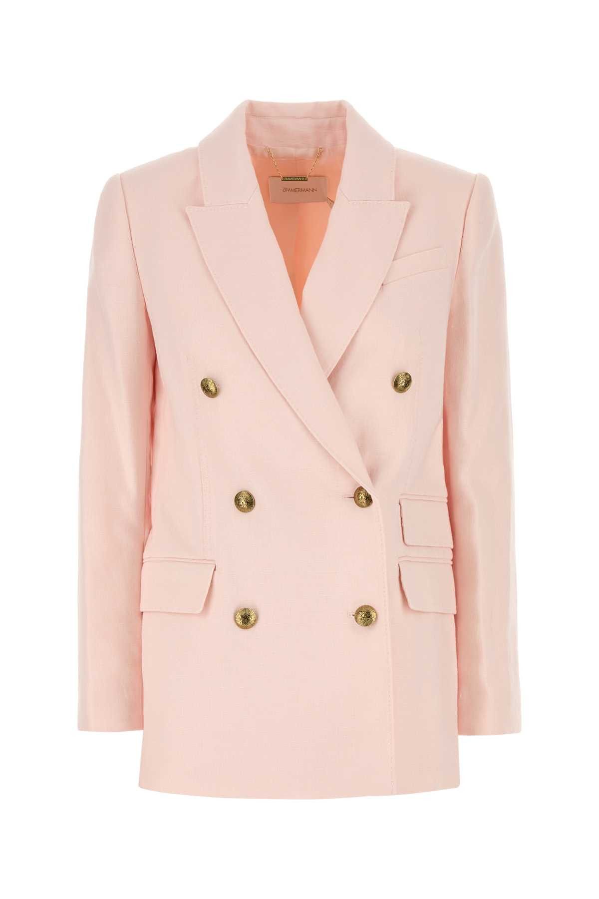Zimmermann Pastel Pink Linen Crush Blazer Size L / US 10 / IT 46 - 1 Thumbnail