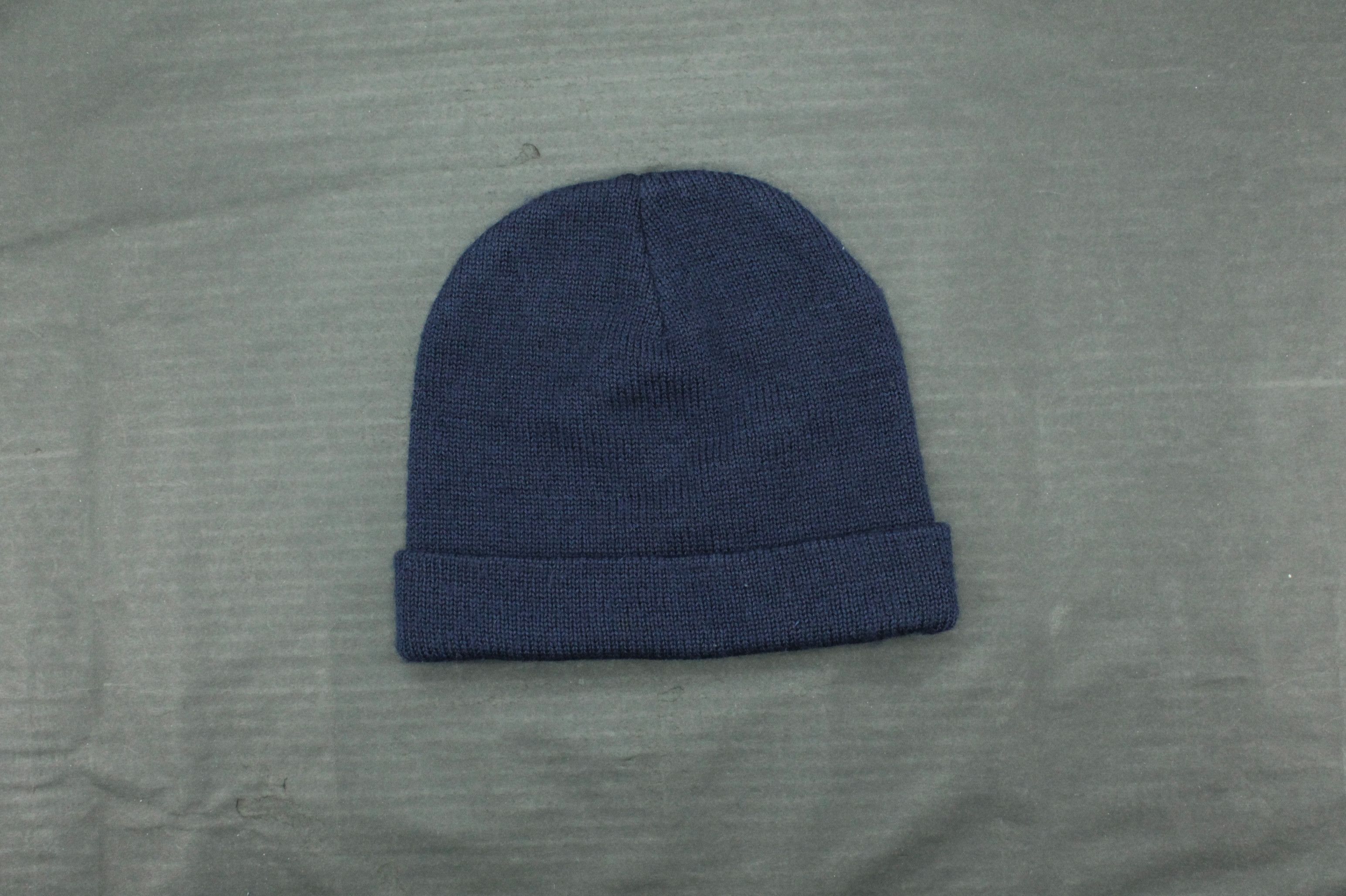 Nike Vintage 90's Nike Beanie Winter Navy Wool Hat Size ONE SIZE - 2 Thumbnail