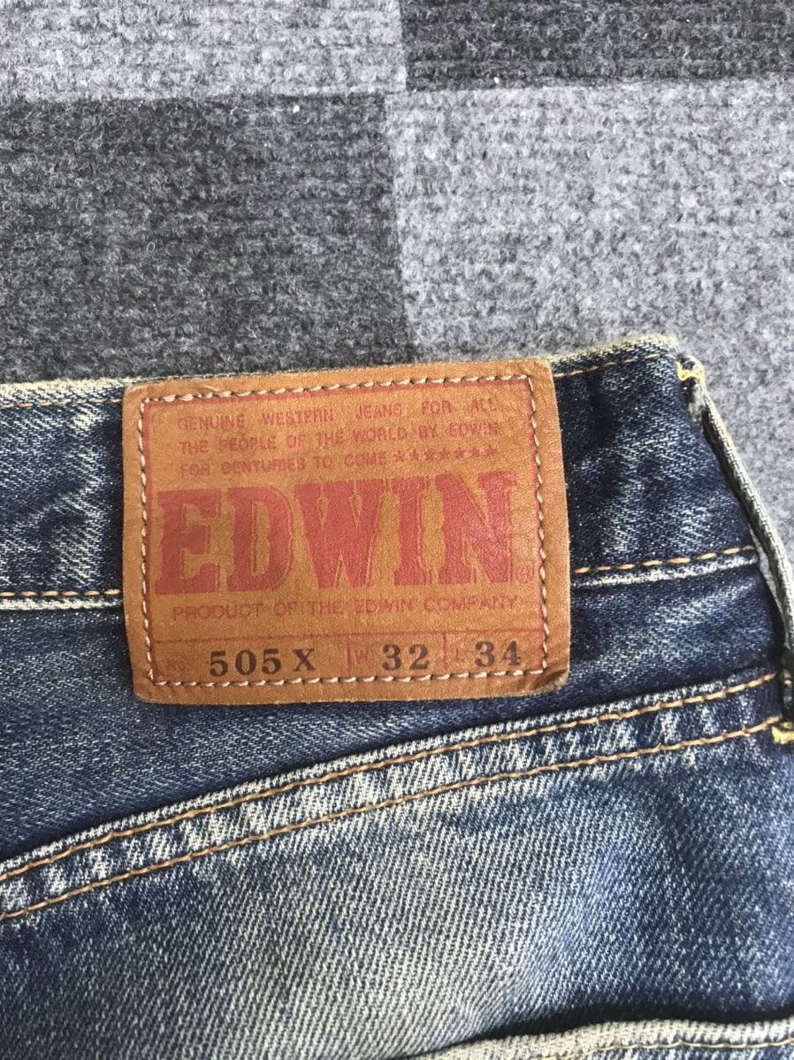 Edwin 💥Insane 90s💥 EDWIN 505x Distressed Mud Wash Selvedge Jeans Size US 31 - 16 Thumbnail