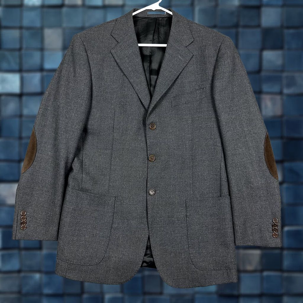 Vintage Fusaro Sport Coat Mens 50 Gray Wool Blazer Jacket Notch Lapel Three-Button Single-Breasted Regular Fit Size 40R - 1 Thumbnail