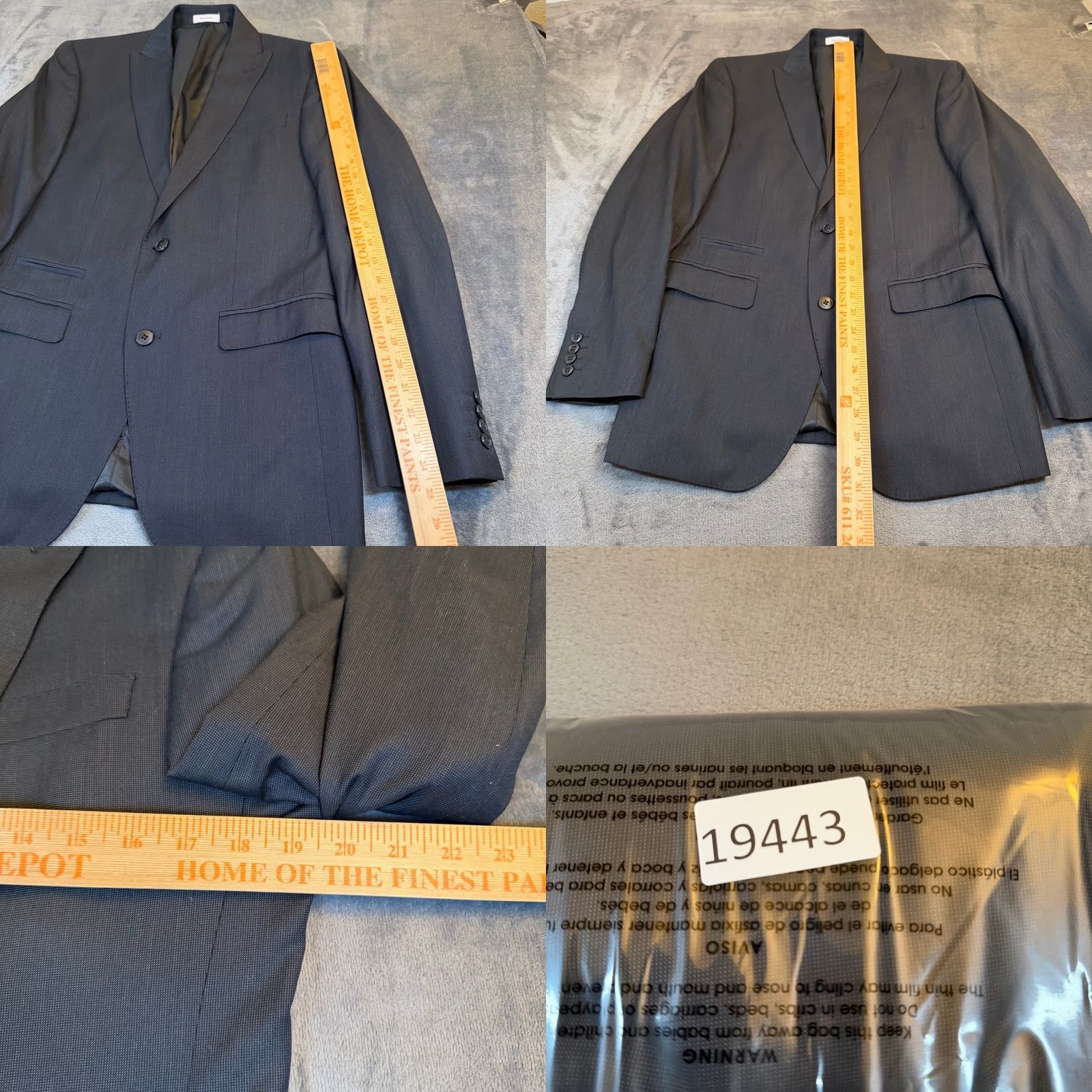Vintage J.Ferrar Blazer Mens 38 Regular Black Textured Slim Fit Two-Button Notch Lapel Card Jacket Size 38R - 8 Thumbnail
