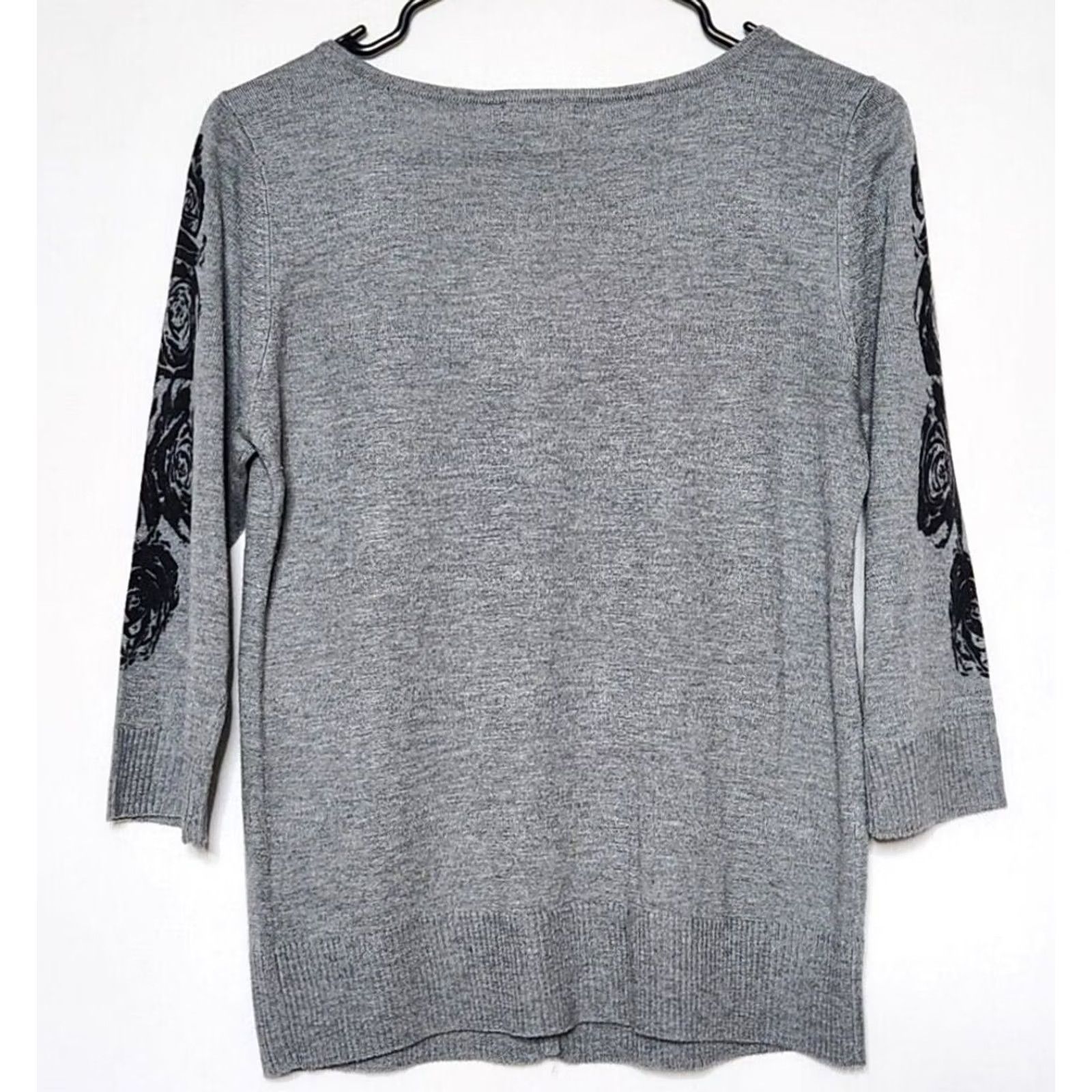 Boston Proper Boston Proper Womens Cardigan Sweater 3/4 Sleeve Rhinestone Floral Gray M Size M / US 6-8 / IT 42-44 - 2 Thumbnail