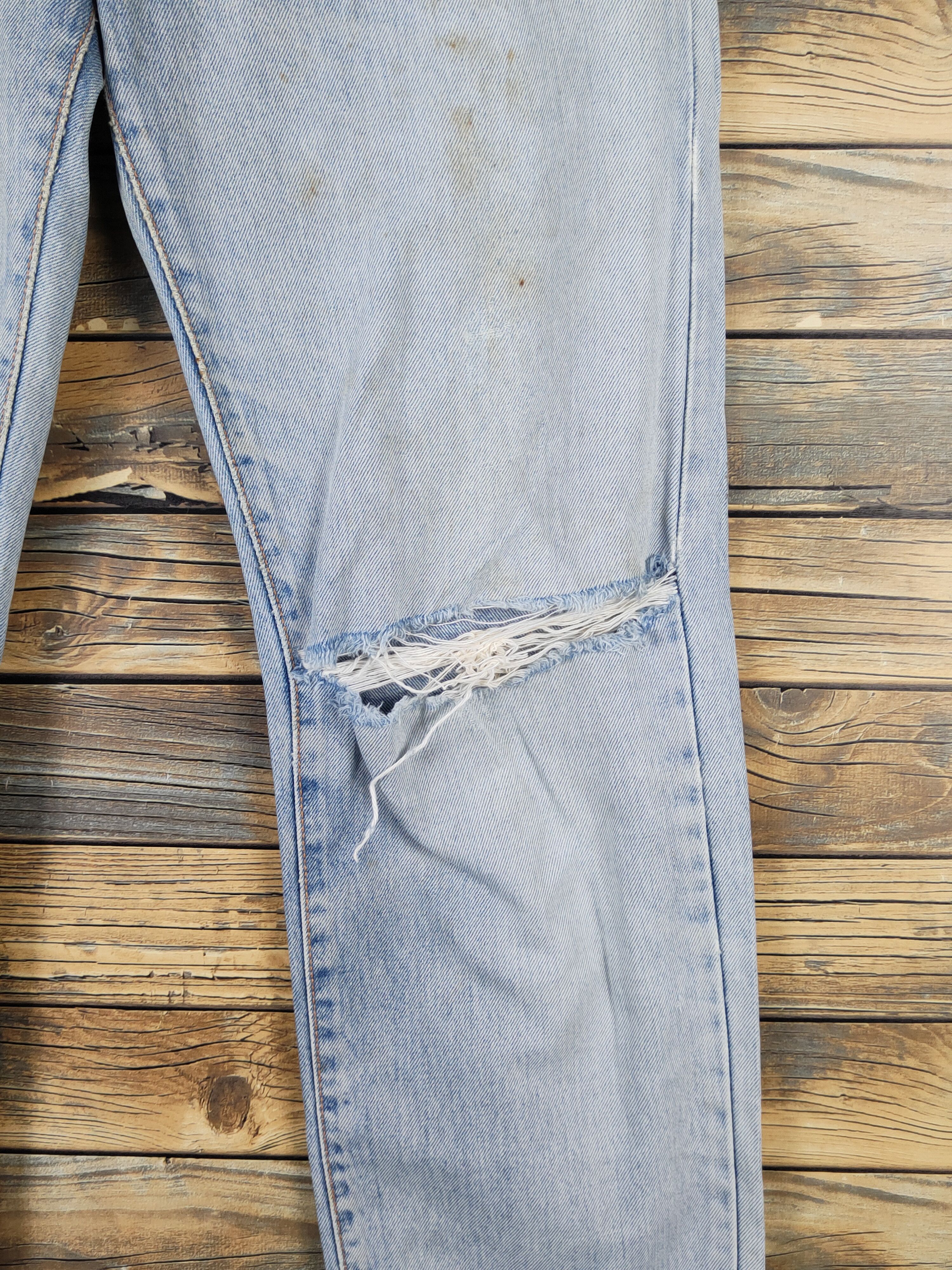 Edwin Edwin Light Blue Distressed Ripped denim Jeans #W1485 Size US 33 - 7 Thumbnail