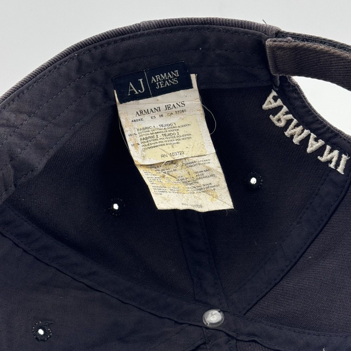 Armani Vtg 90s Armani Jeans AJ Logo Sunfaded Hat Washed Cap Size ONE SIZE - 6 Thumbnail