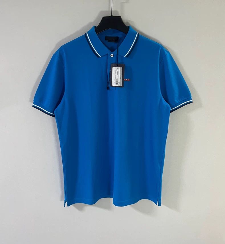 Prada Prada Men's Blue Short Sleeve Polo Shirt - dmc Size US XXL / EU 58 / 5 - 1 Thumbnail