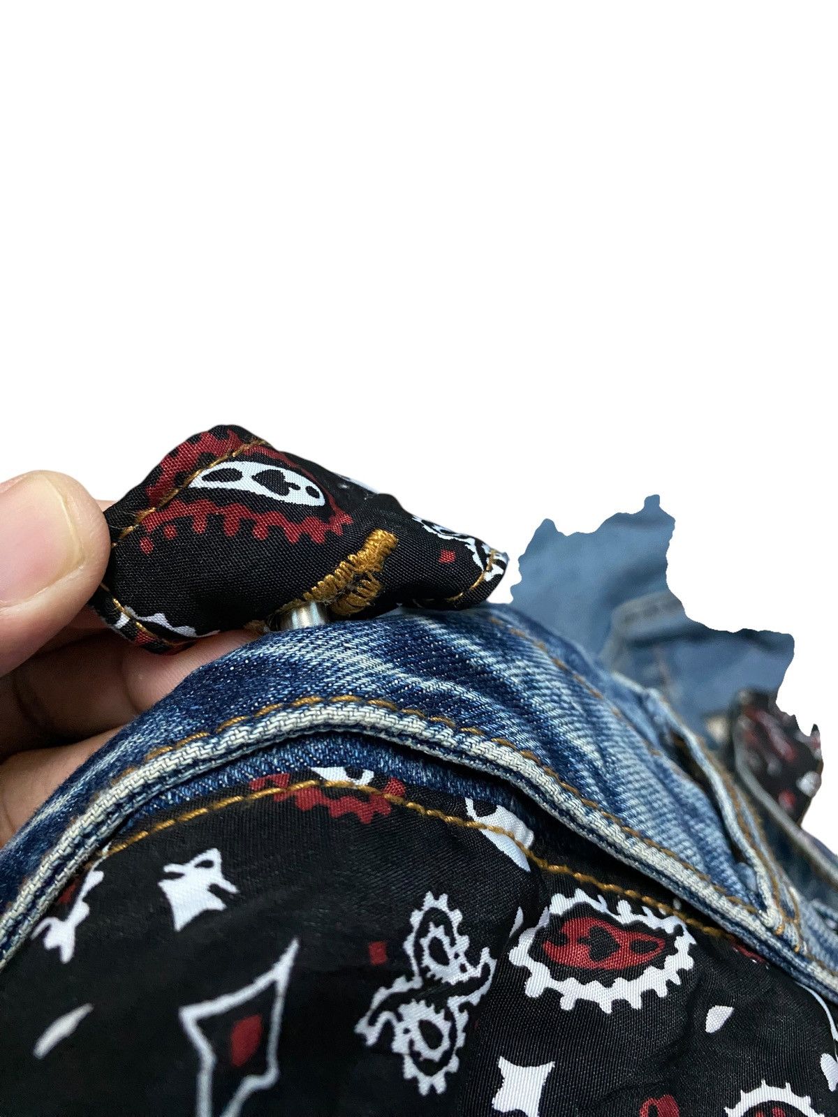Designer Streetwear X japanese brand Double waist jeans Size US 31 - 11 Thumbnail