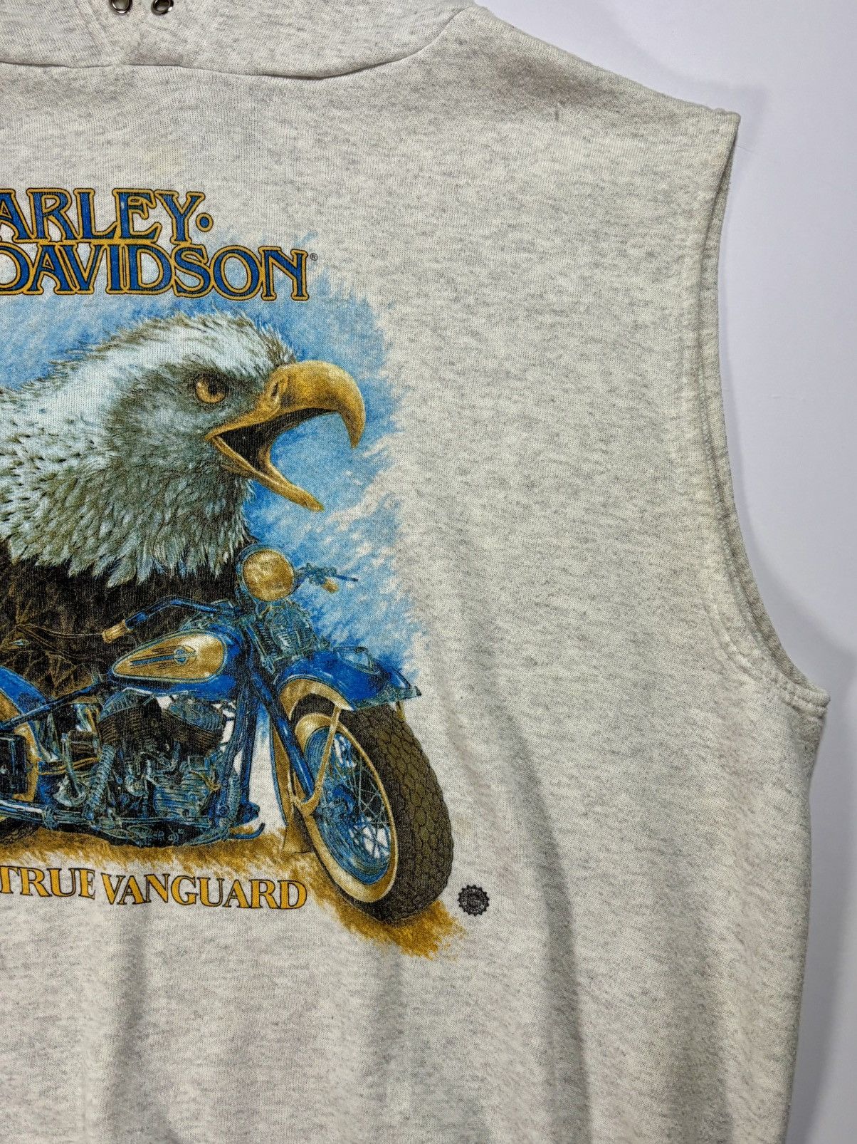 Harley Davidson × Vintage Vtg 80s Harley-Davidson Sleeveless Hoodie XL Eagle Bike 80s Size US XL / EU 56 / 4 - 6 Thumbnail