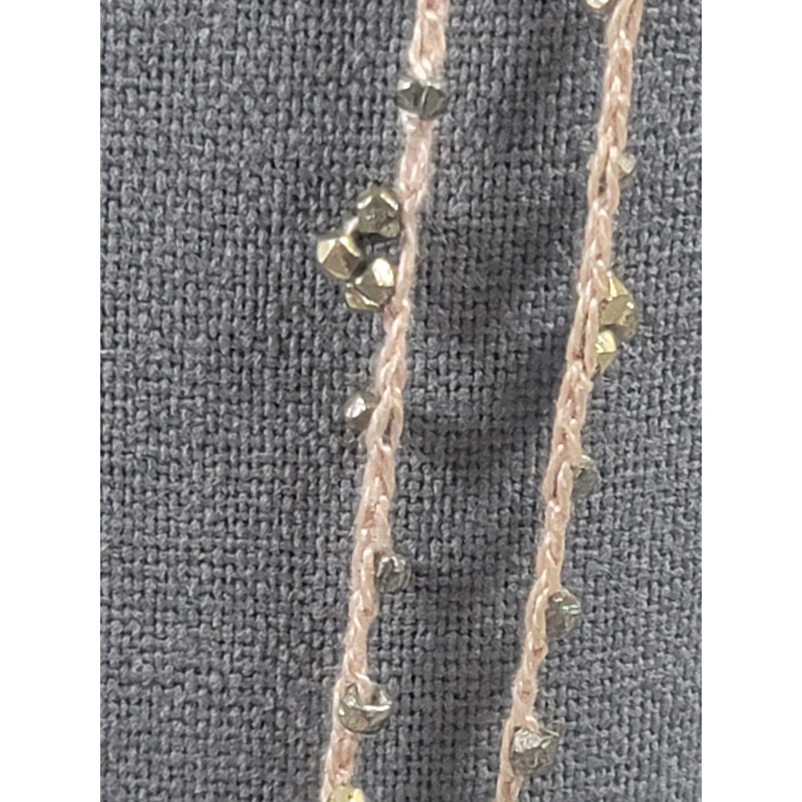 Other Pink Braided Gold / Brass Small Beads 16" Necklace Delicate Size ONE SIZE - 3 Thumbnail