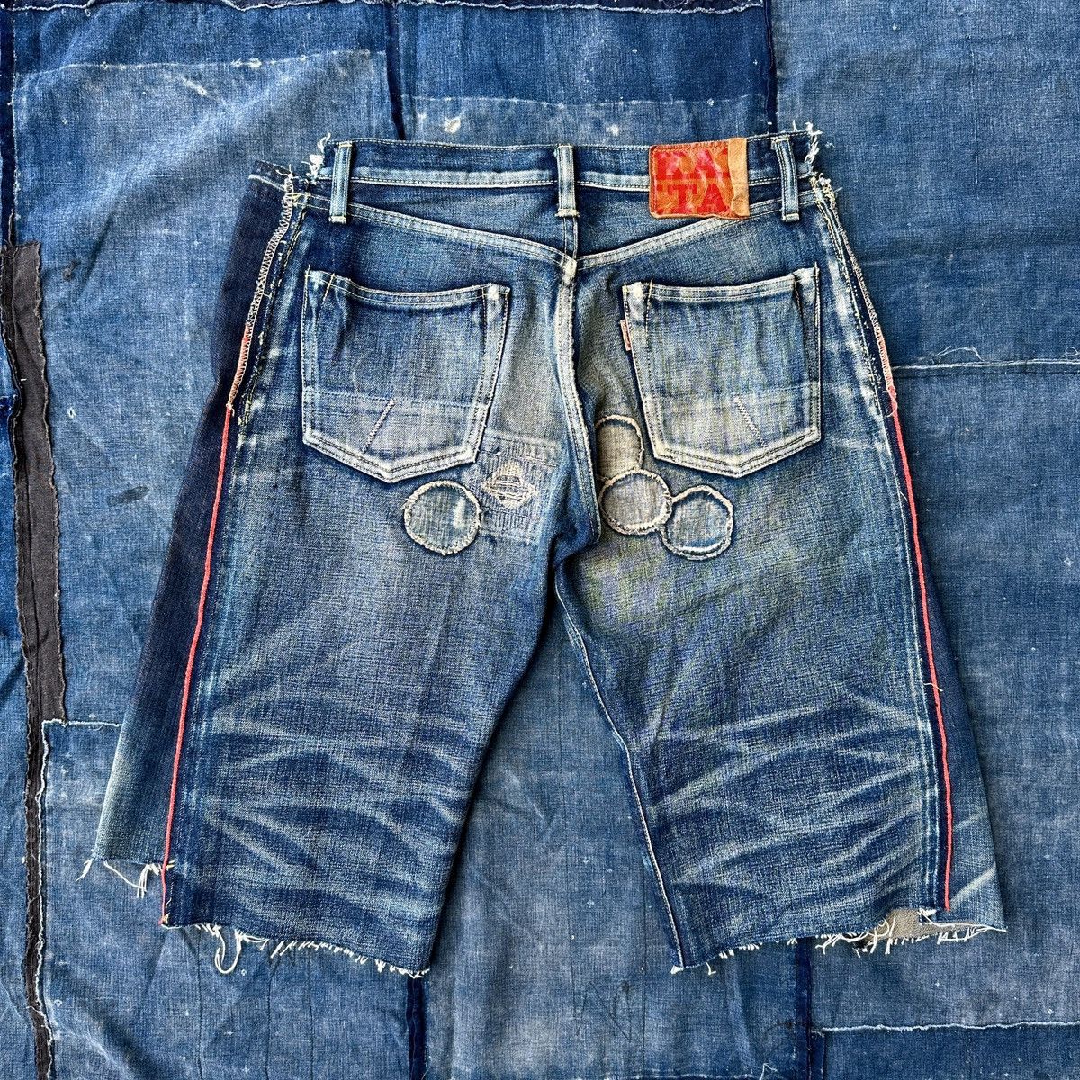 Kapital Kiro Hirata Boro Crash Jeans Denim Surf capris jort Size US 36 / EU 52 - 2 Thumbnail