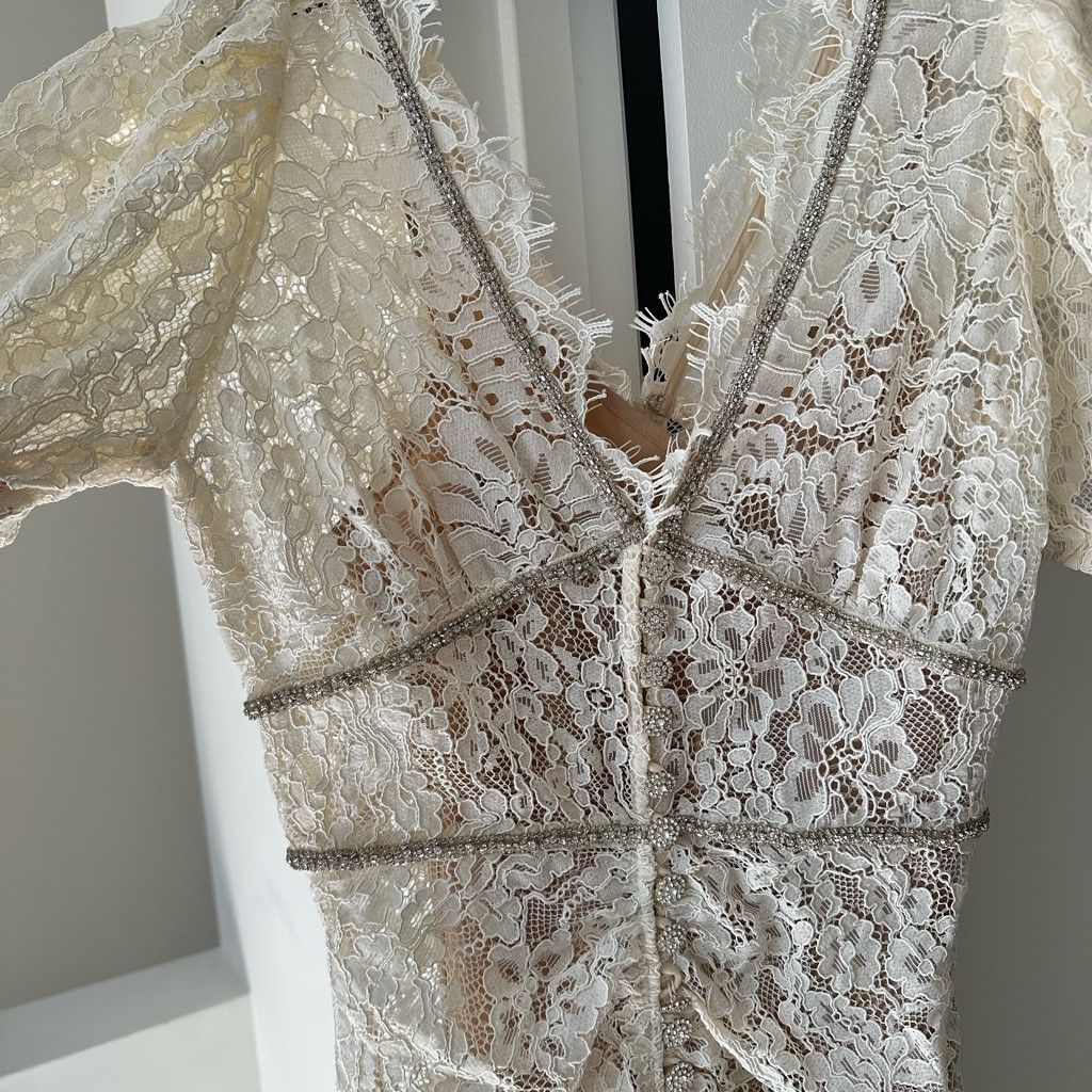 Zara White Lace Midi Dress Romantic & Feminine Size S / US 4 / IT 40 - 11 Thumbnail