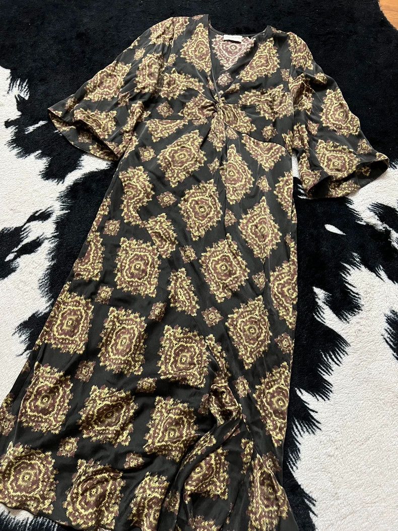 Dries Van Noten DRIES VAN NOTEN Black and yellow silk irregular dress Size M / US 6-8 / IT 42-44 - 3 Thumbnail