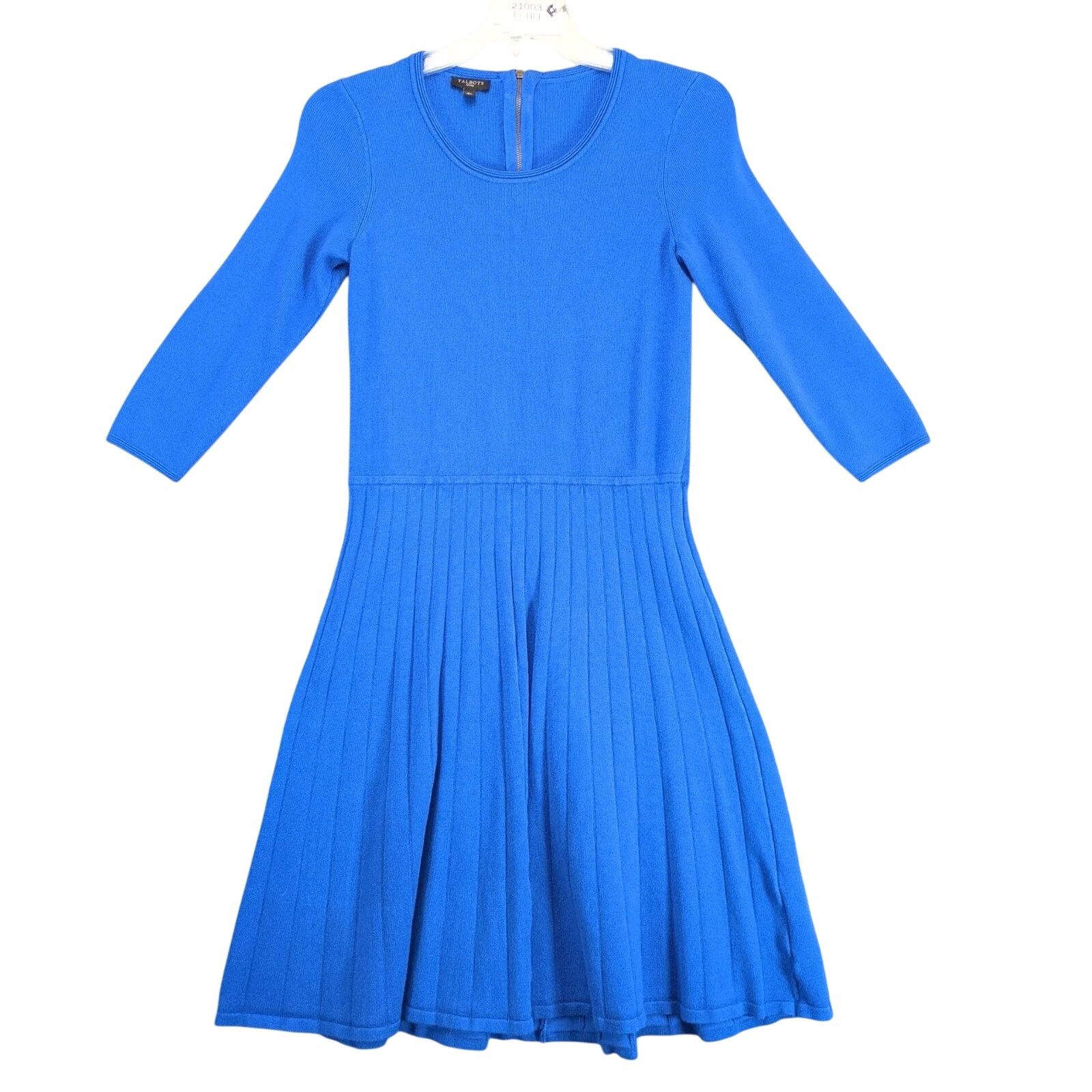 Talbots Talbots Blue Soft Knit Pleated Fit & Flare Sweater Dress S Size S / US 4 / IT 40 - 1 Thumbnail