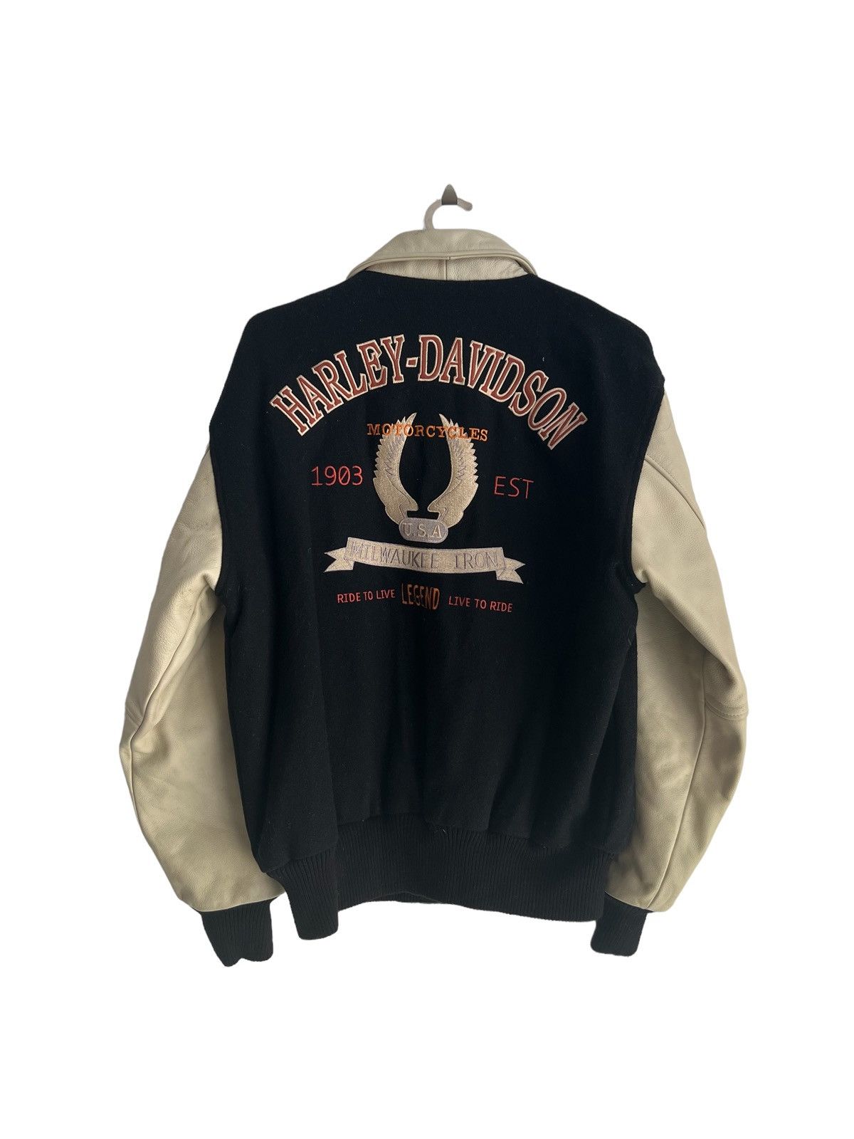Harley Davidson 1980s Harley Davidson Pro Rider Leather Varsity Jacket Size US XL / EU 56 / 4 - 4 Thumbnail