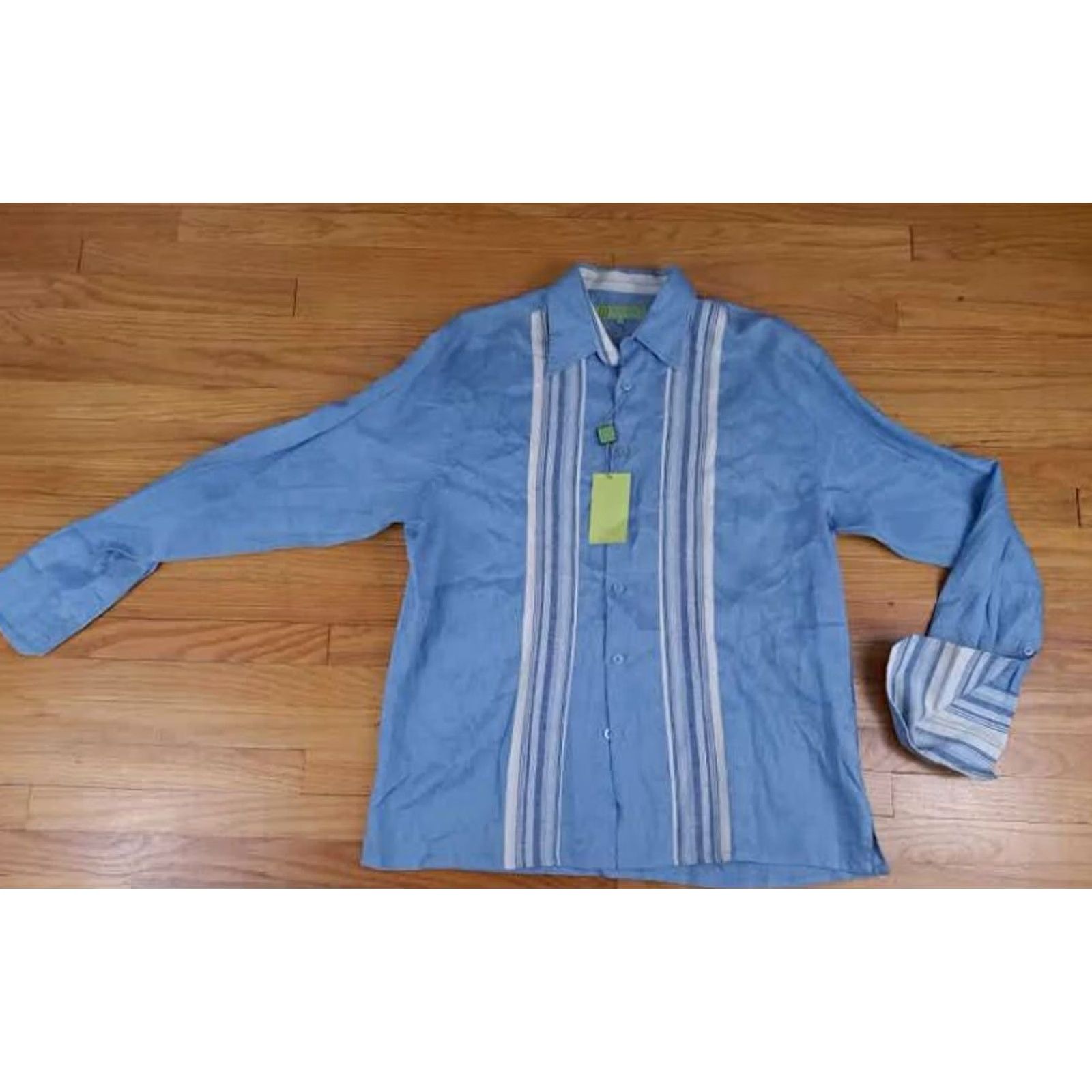 X-LARGE NWT Vintage Linen Shirt - Long Sleeve, XL, Blue, Button-Up, Maxini, Collar, 100% 31in, 26in Size US XL / EU 56 / 4 - 2 Thumbnail