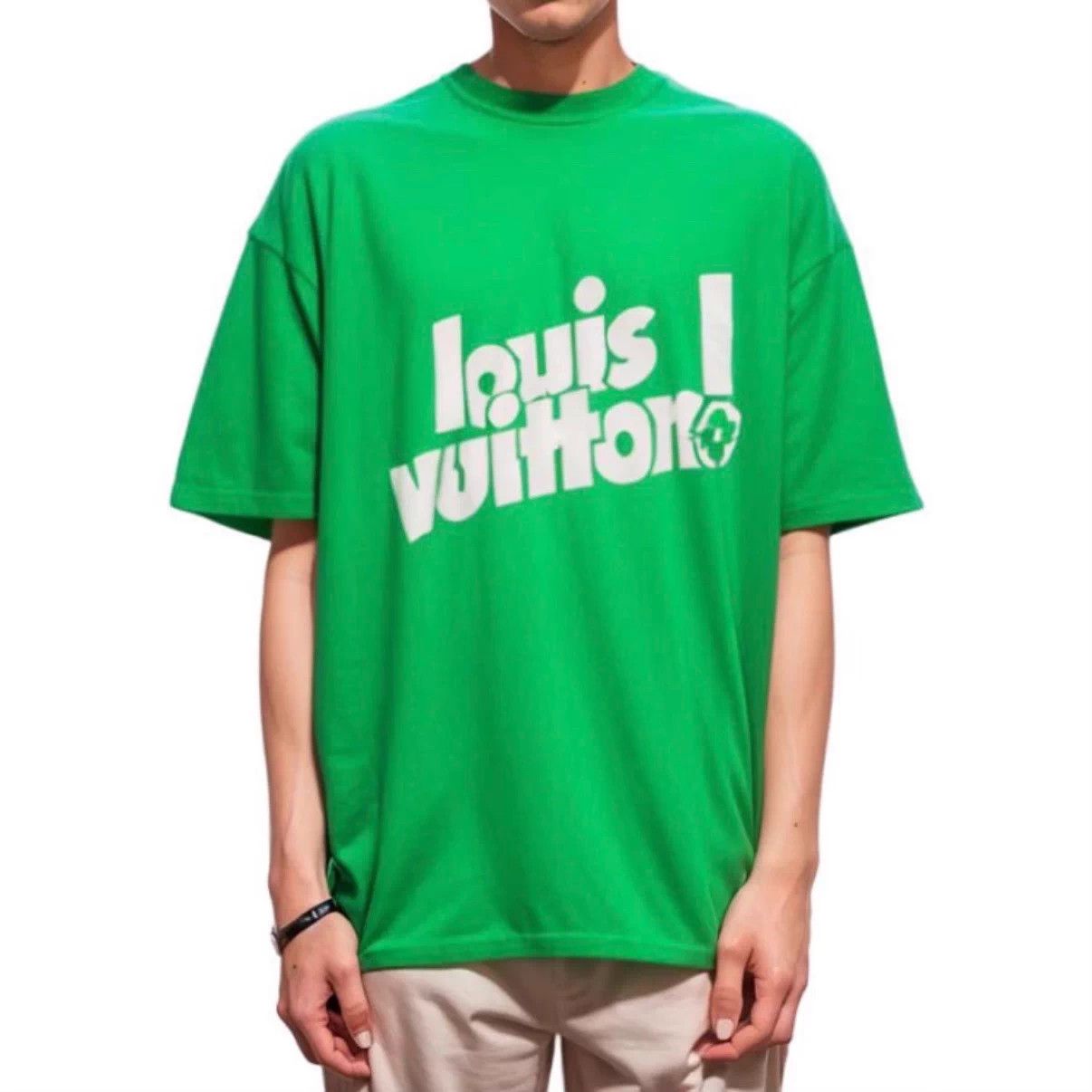 Louis Vuitton LV short-sleeve knit green M jacquard logo ribbed neck Size US M / EU 48-50 / 2 - 6 Thumbnail
