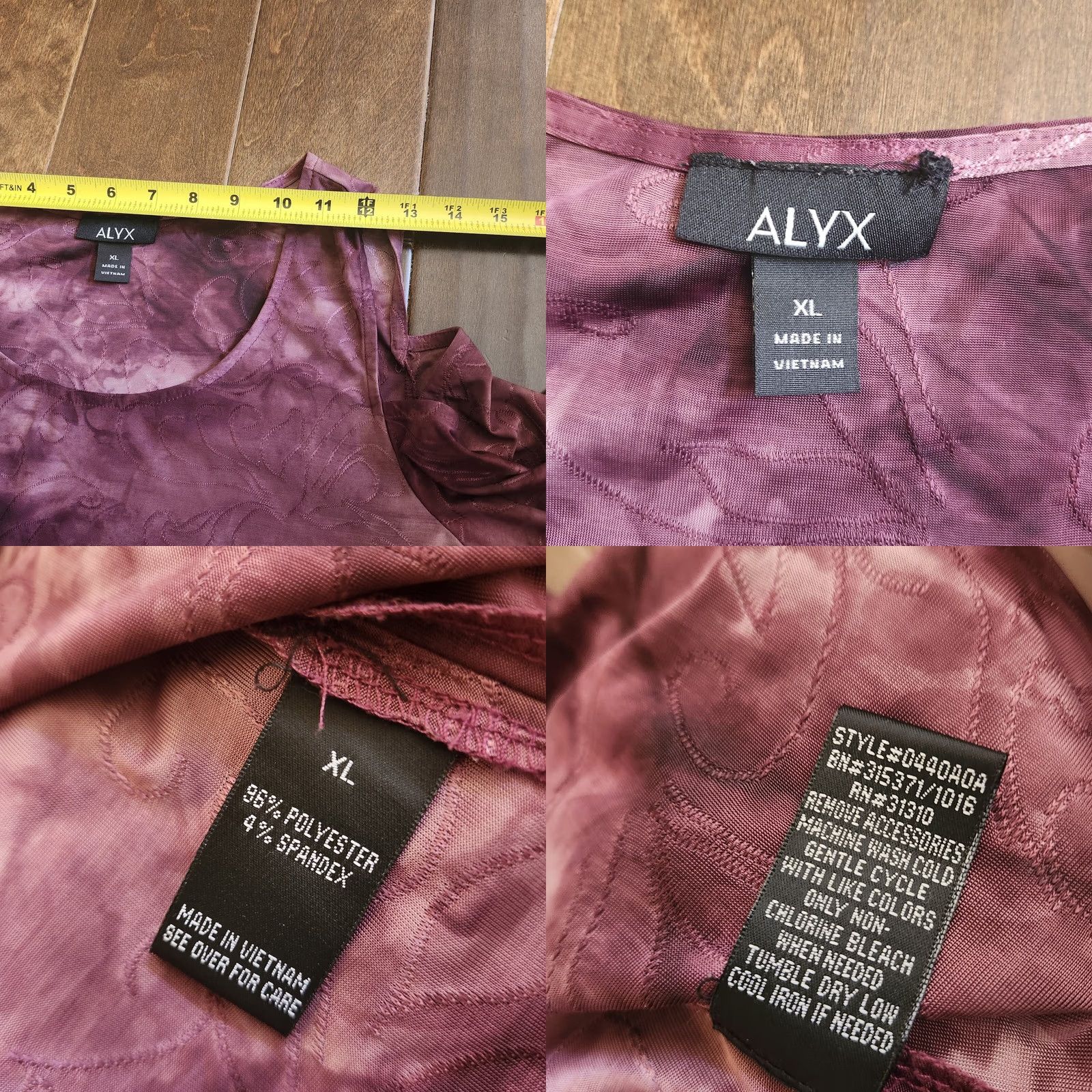 Alyx VINTAGE? (no) ALYX Blouse Women's Short Sleeve Purple Tie Dye Floral Pullover XL Casual Everyday Spring Summer Fall Womens Size XL / US 12-14 / IT 48-50 - 9 Thumbnail