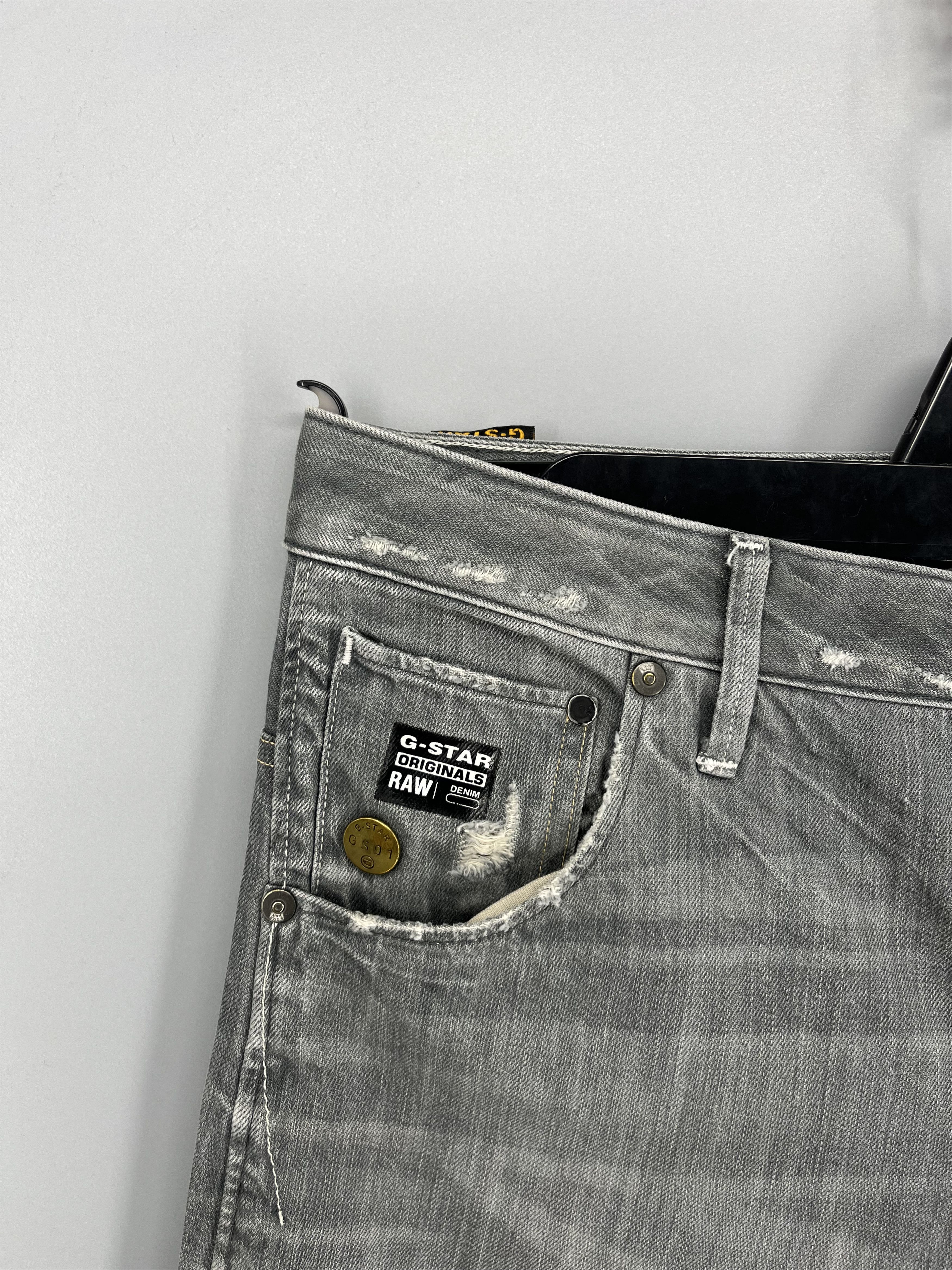 G-Star G-Star RAW GS01 Distressed Jeans Mens 33x34 Gray 3D Size US 33 - 7 Thumbnail