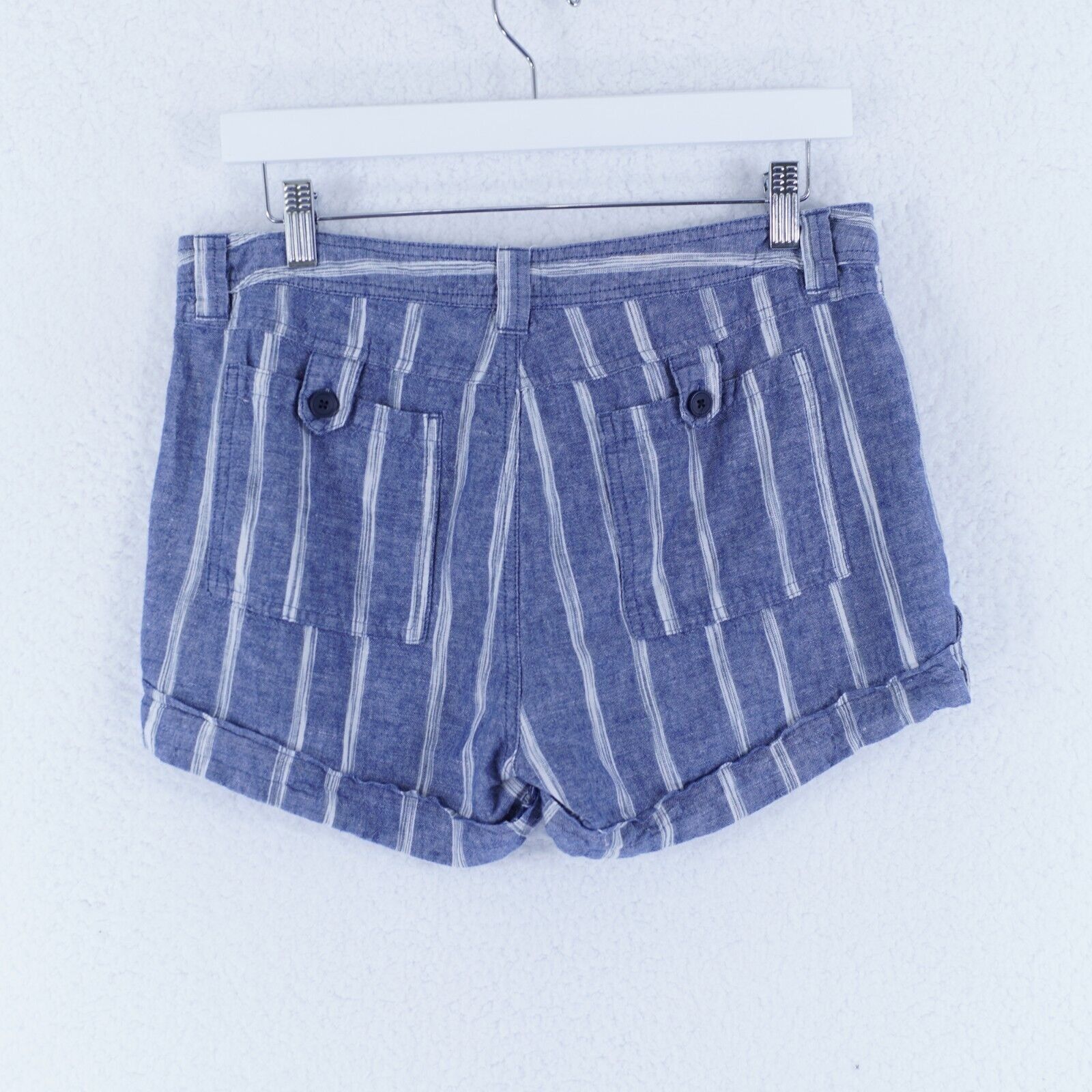 Gap Gap Blue Striped Linen Cotton Rolled Tab Shorts Size 6 Low R Size 28" / US 6 / IT 42 - 5 Thumbnail