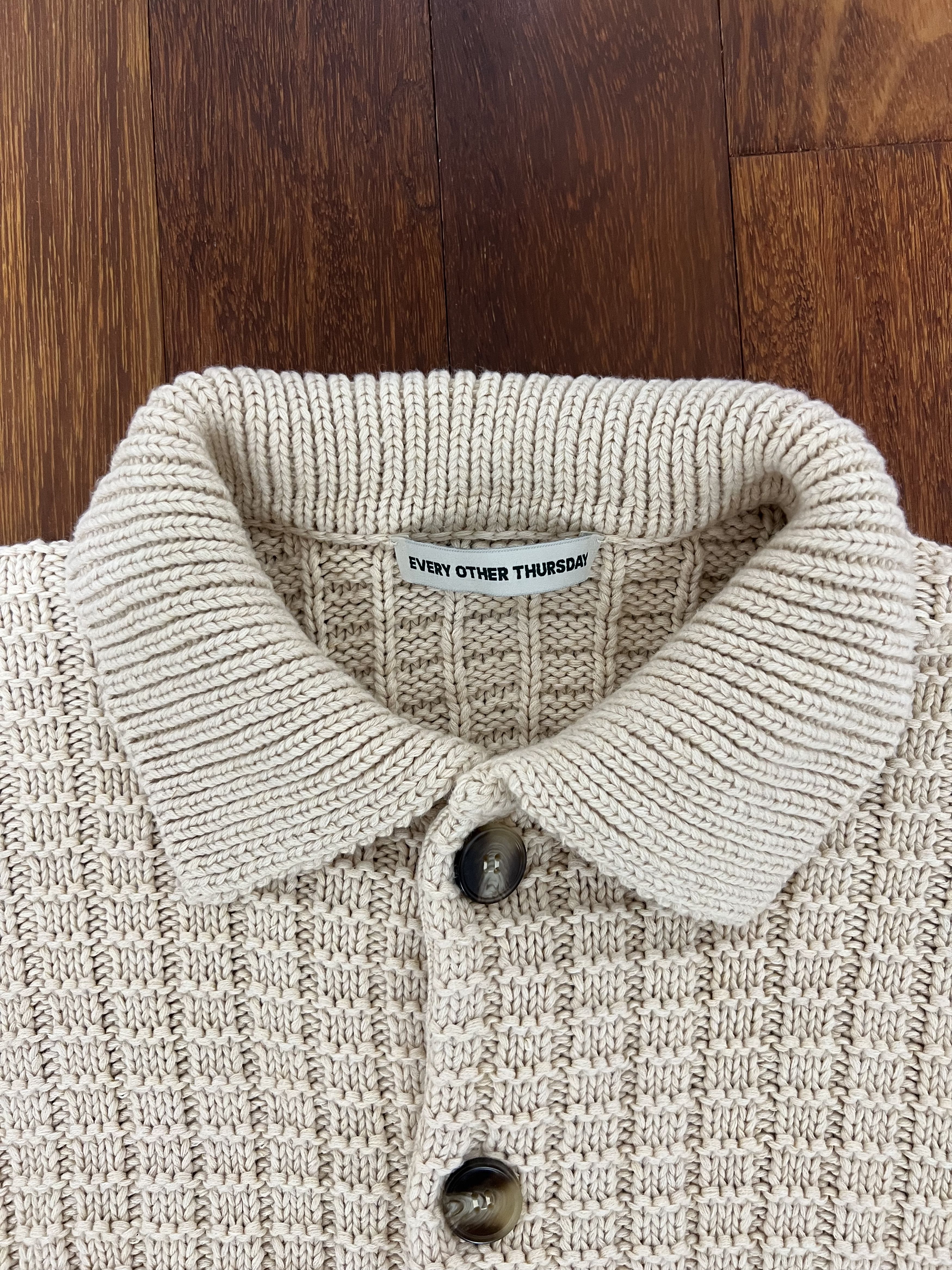 Every Other Thursday 💚 Every Other Thursday Waffle Knit Cardigan Oatmeal NEW Size US M / EU 48-50 / 2 - 9 Thumbnail