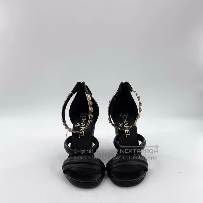Chanel Chanel Black diamond check metal logo slope heel high-heel Size US 5.5 / IT 35.5 - 3 Thumbnail