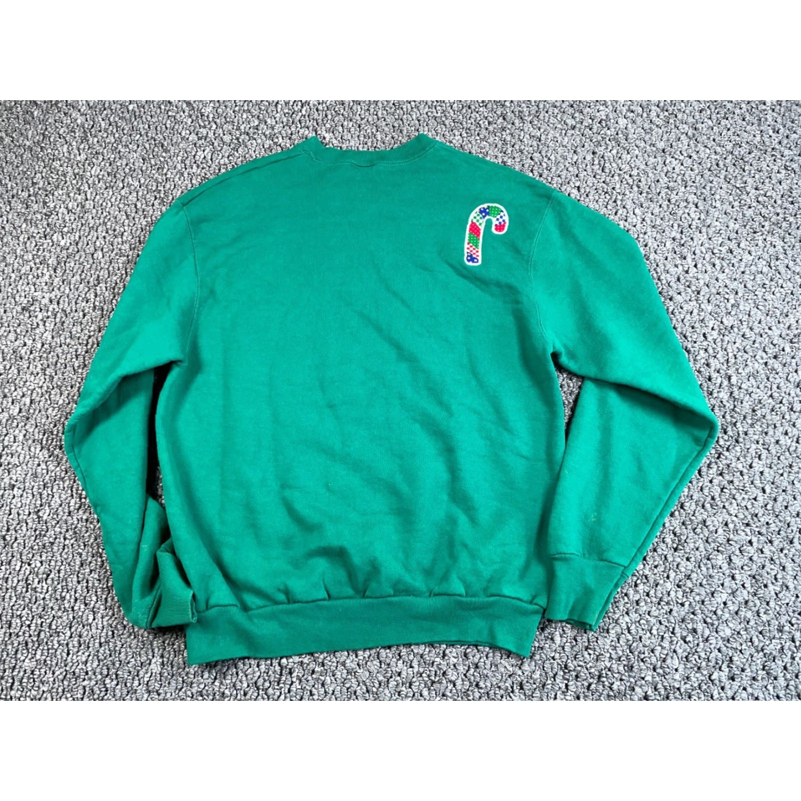 Vintage VINTAGE B.V.D Sweatshirt Christmas Stocking Green 80s Adult Large Raglan Long Sleeve Crew Neck 50-50 Cotton Polyester Fleece Pullover Size L / US 10 / IT 46 - 2 Thumbnail