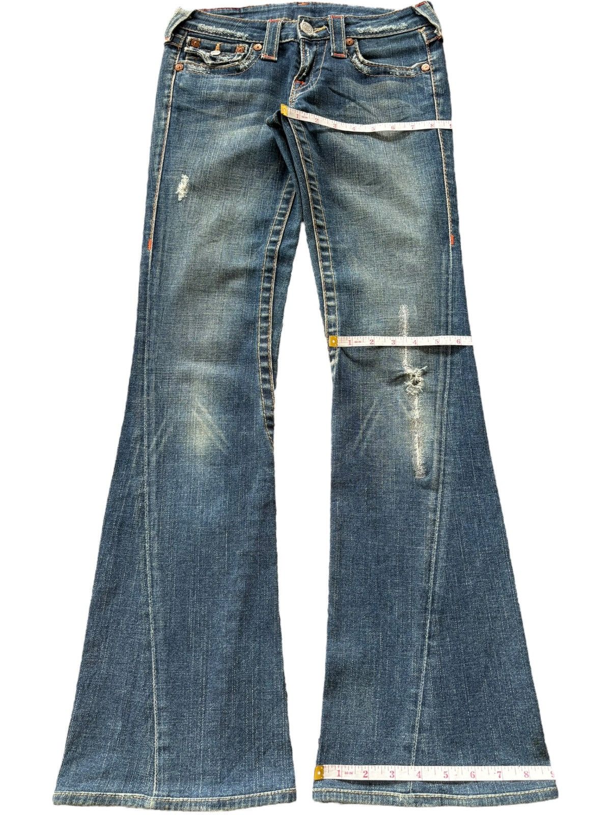 True Religion Vintage Y2K True Religion Joey Distress Low Rise Flare Jeans Size 28" / US 6 / IT 42 - 8 Thumbnail