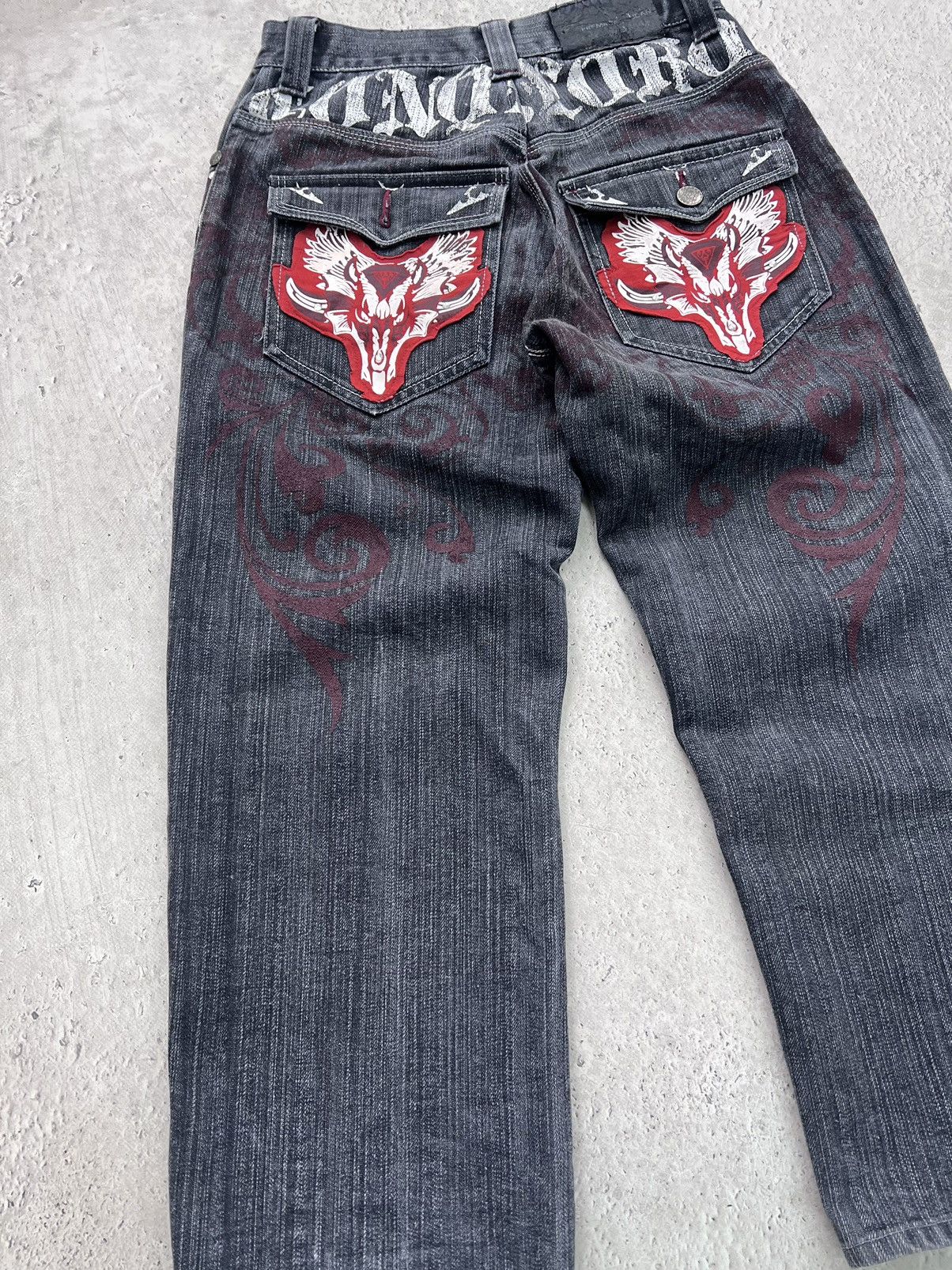 JNCO × Japanese Brand Crazy Vintage Y2K/2000s Grunge Dark Wash Denim Jeans! Size US 30 / EU 46 - 10 Thumbnail