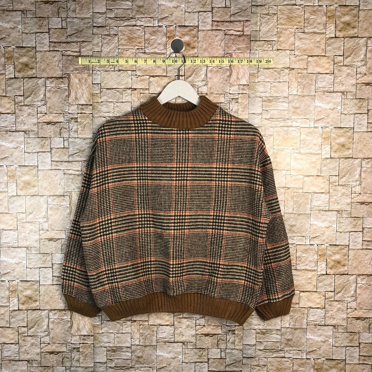 Homespun Knitwear × Japanese Brand Spray Premieum Brown Checkred Knitwear #A902 Size S / US 4 / IT 40 - 1 Thumbnail