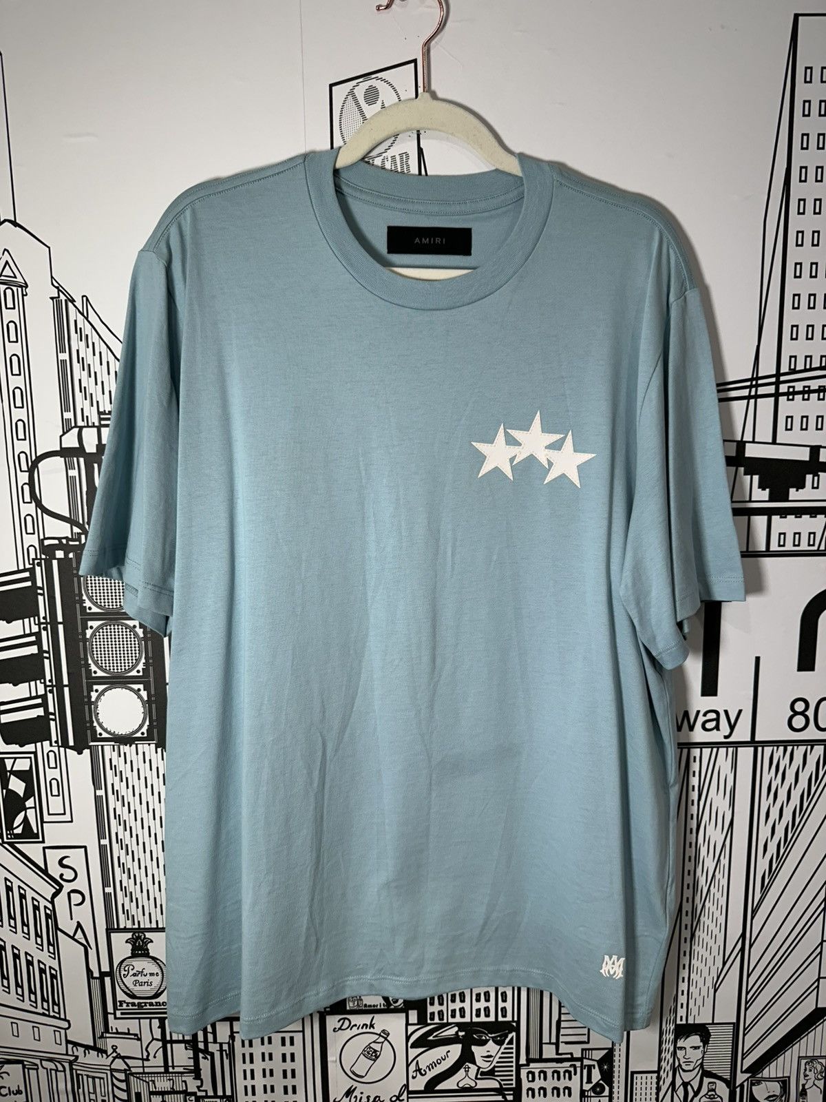 Amiri Amiri 3 Star Appliqué Tee Large Blue Size US L / EU 52-54 / 3 - 1 Thumbnail