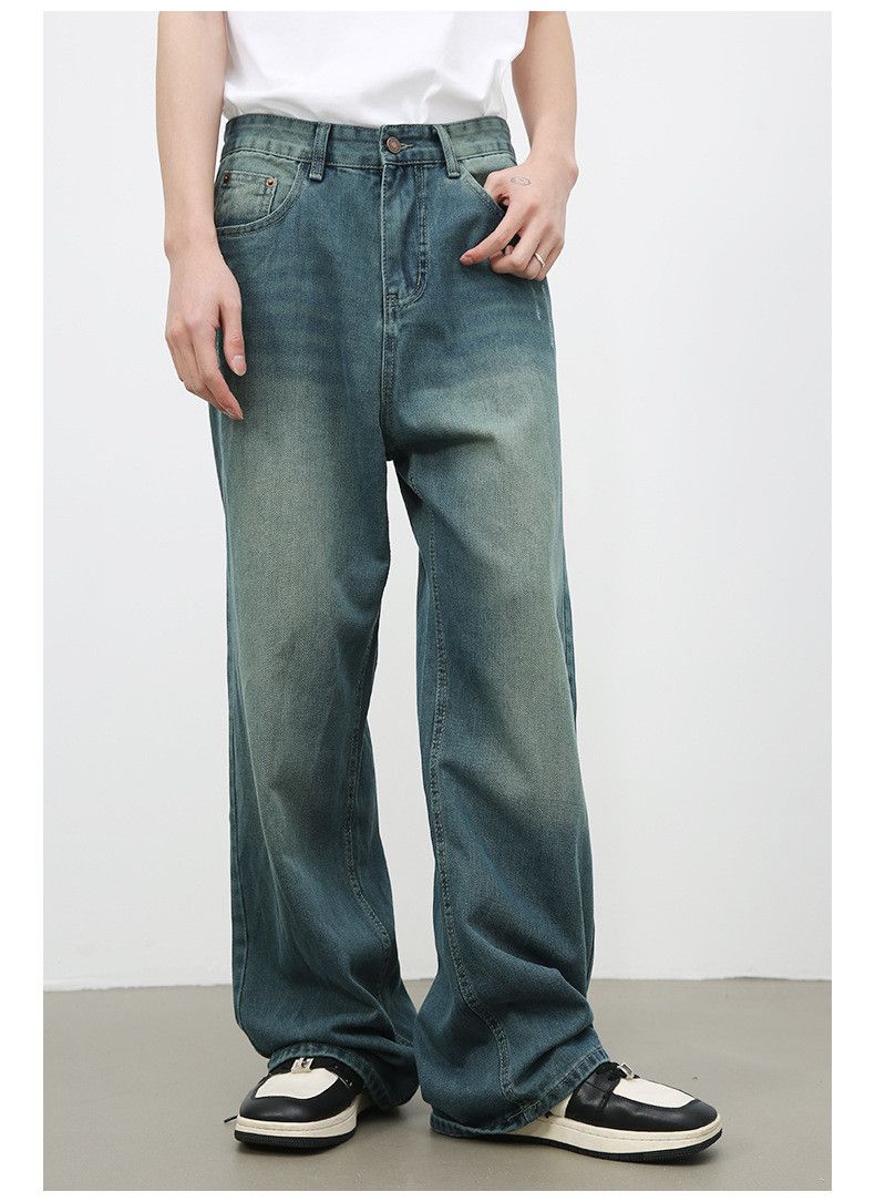Japanese Brand × Jean Retro washed distressed loose straight all-match jeans men Size US 32 / EU 48 - 2 Thumbnail
